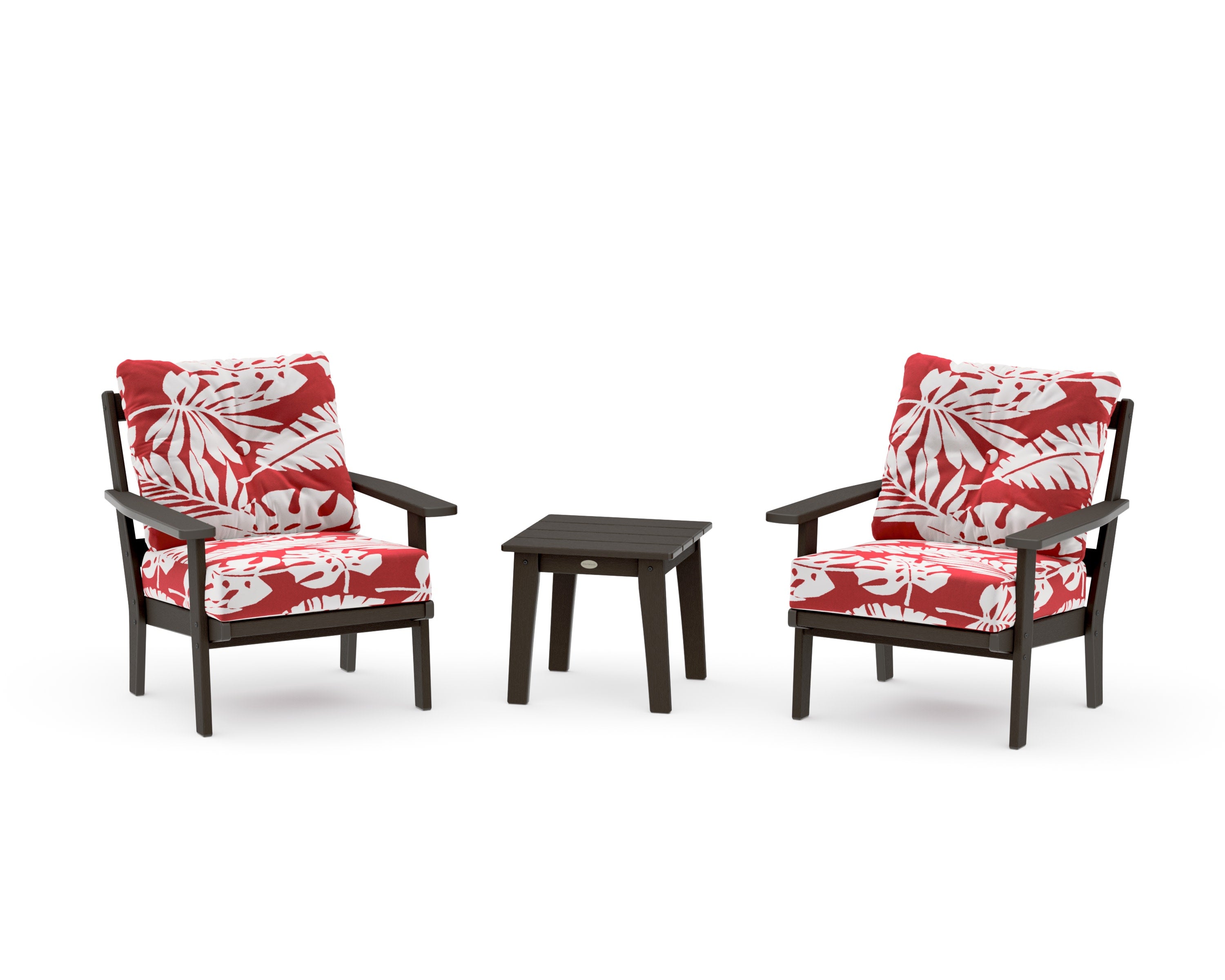 Prairie 3-Piece Deep Seating Set in Vintage Coffee / Leaf Crimson