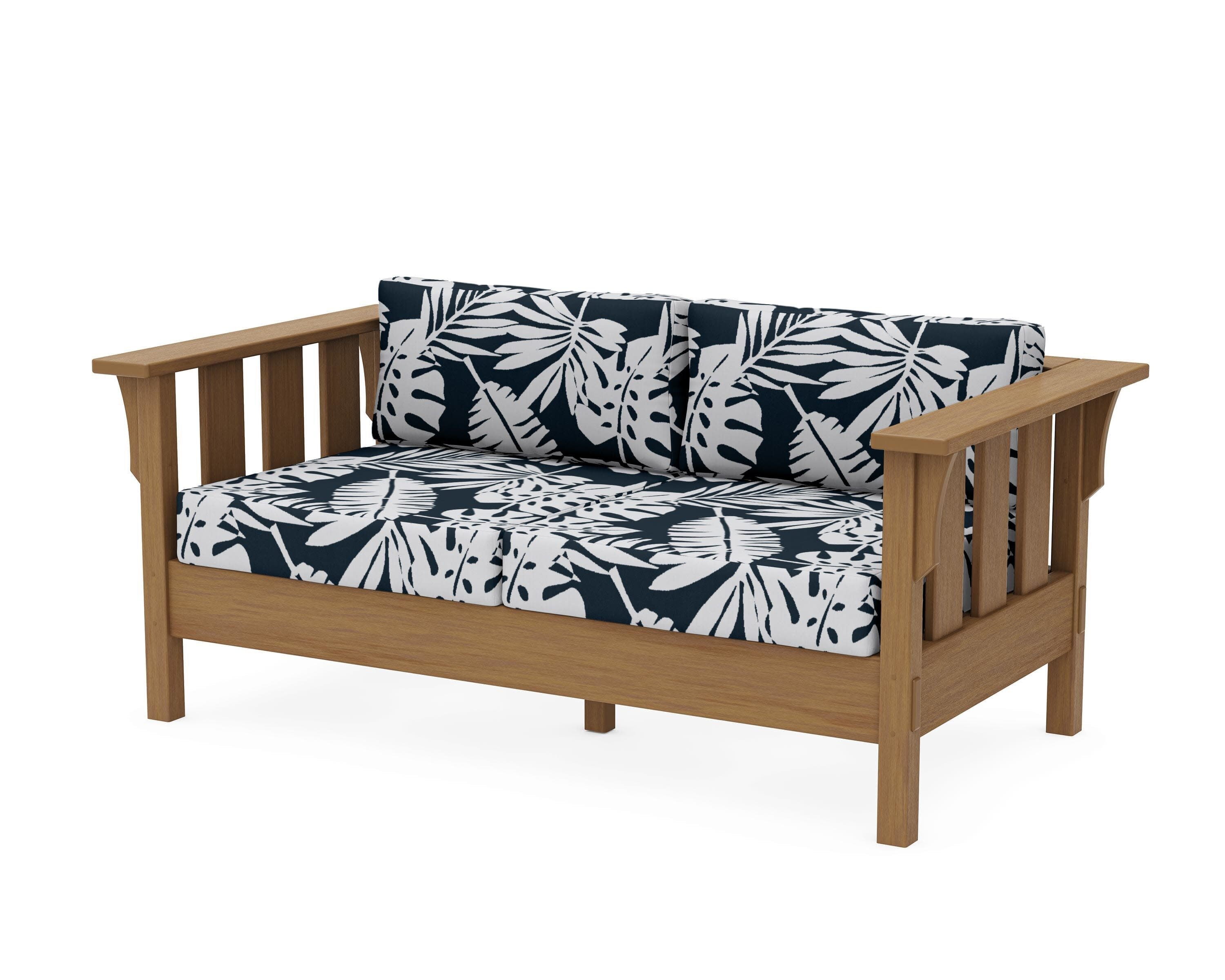 Acadia Deep Seating Loveseat in Natural / Leaf Marine Indigo