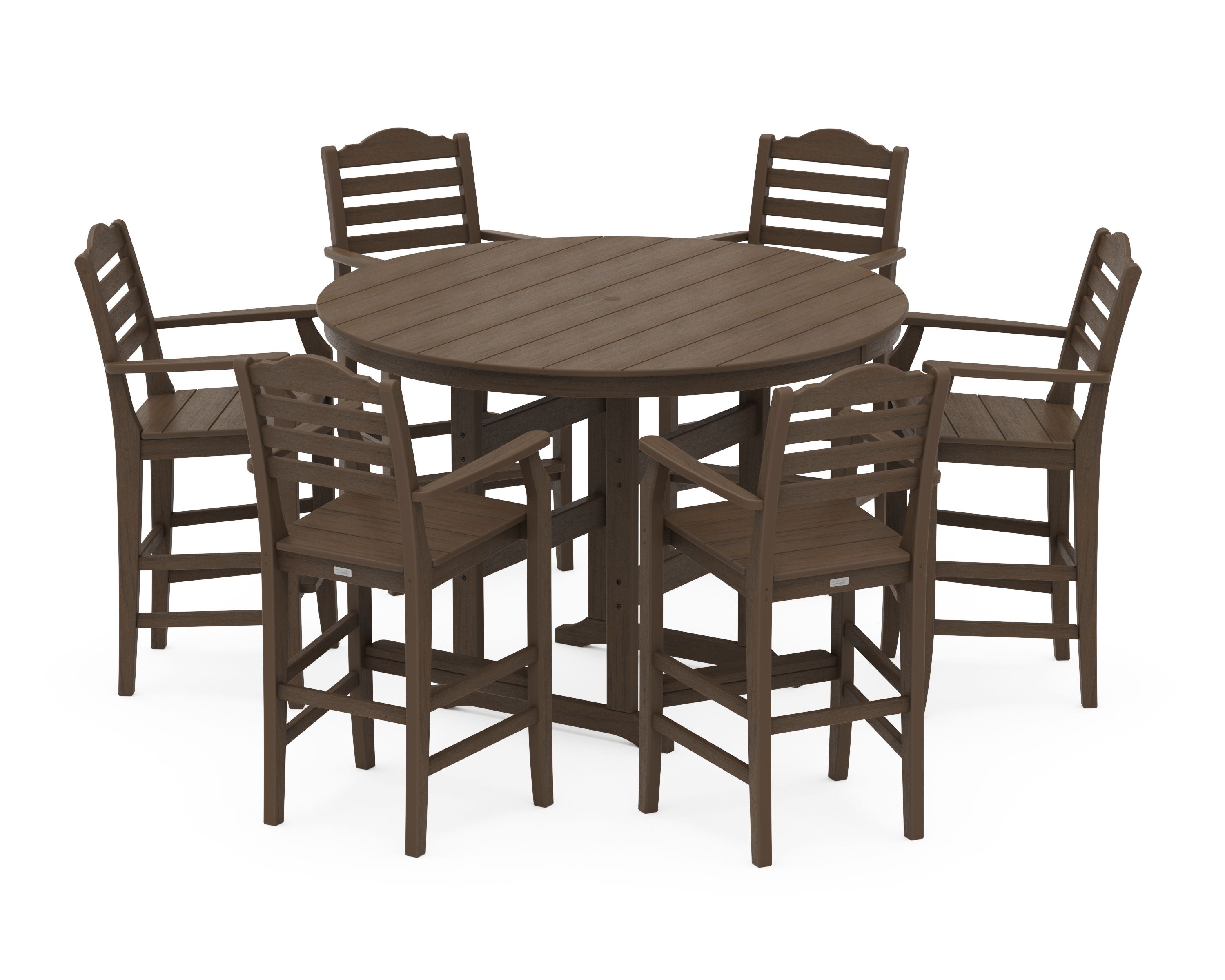Savannah 7-Piece Arm Chair Round Farmhouse Bar Set in Kona