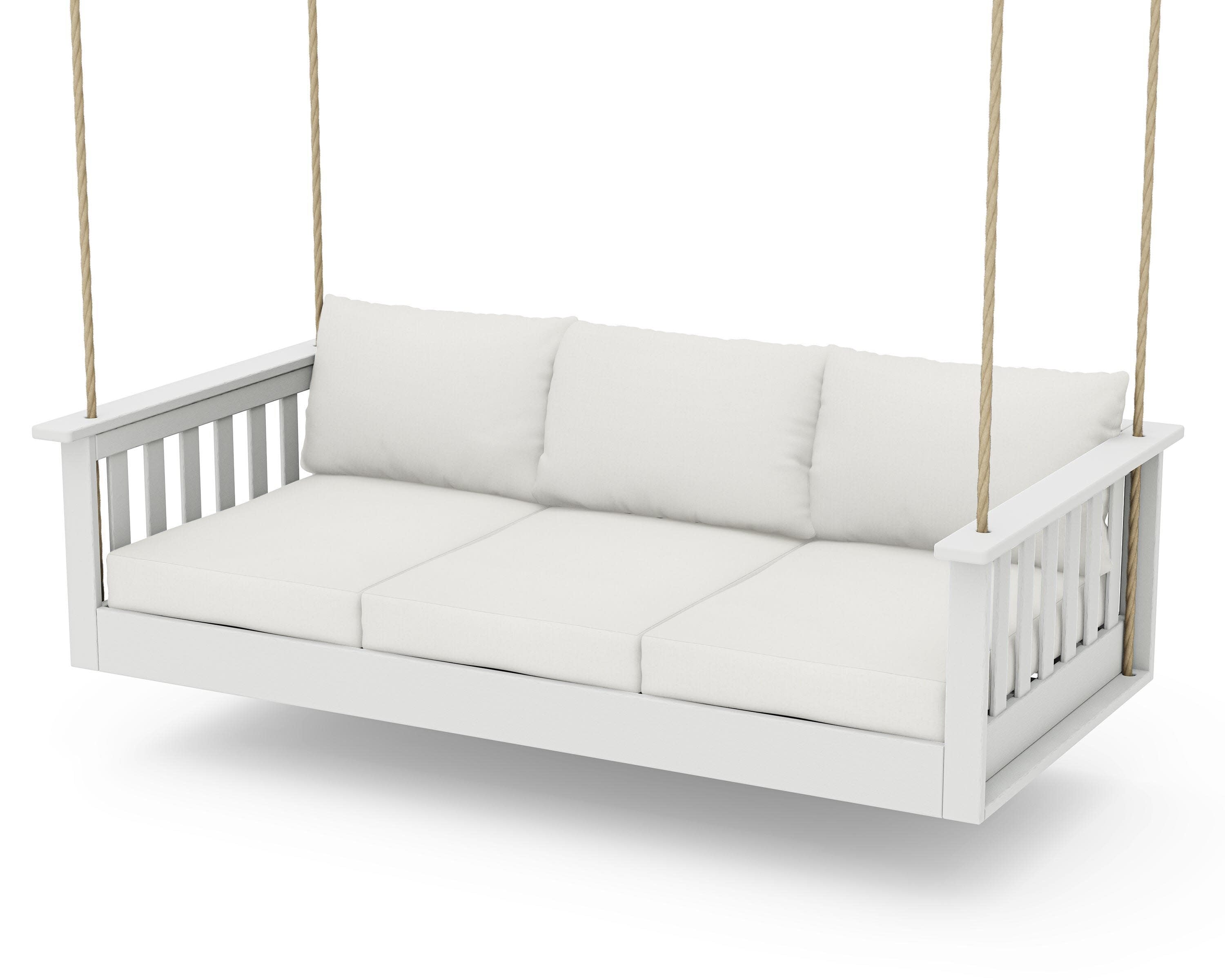 Vineyard Daybed Swing in Vintage White / Natural Linen
