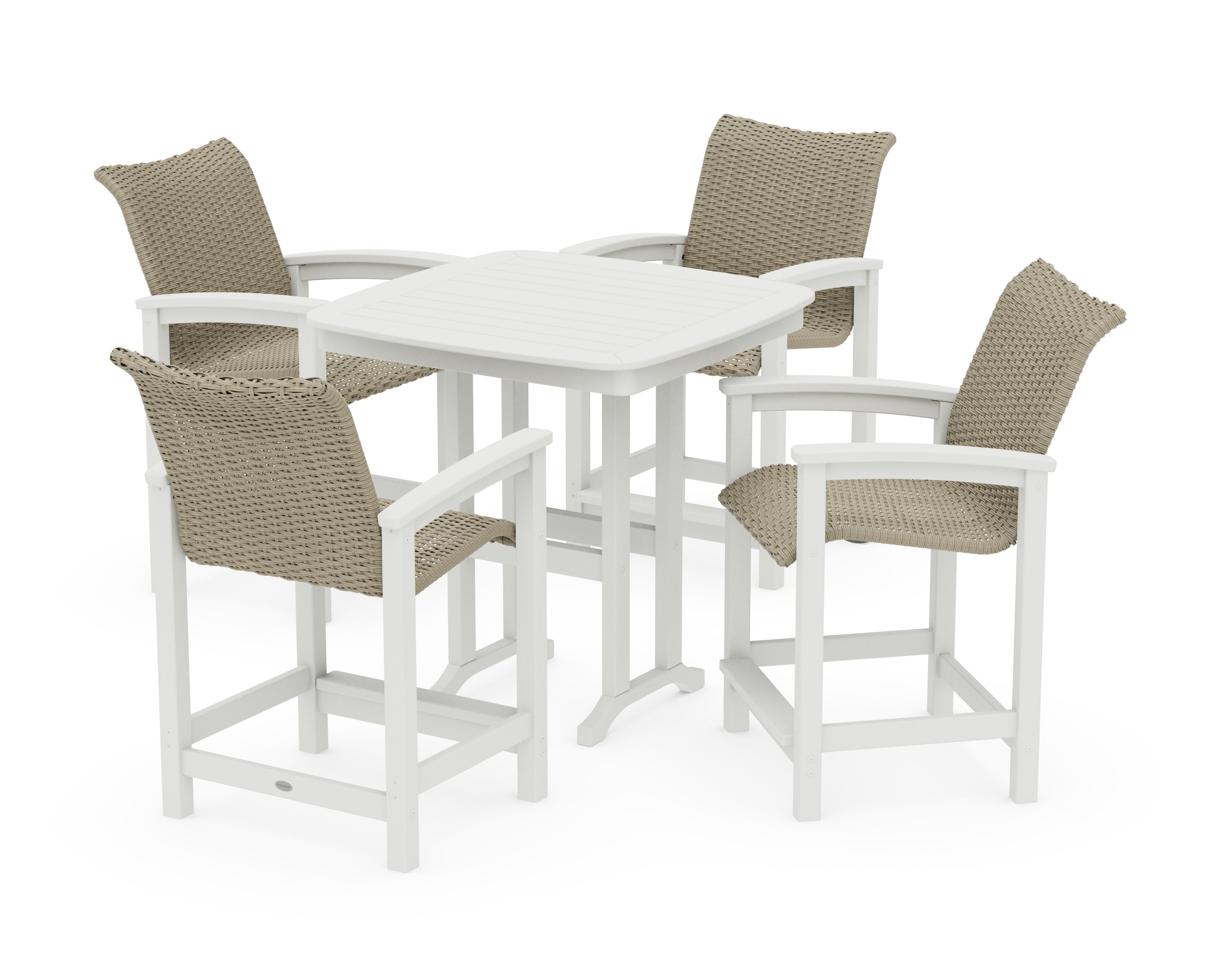 Coastal Woven 5-Piece Counter Set in Vintage White / Dune Grass