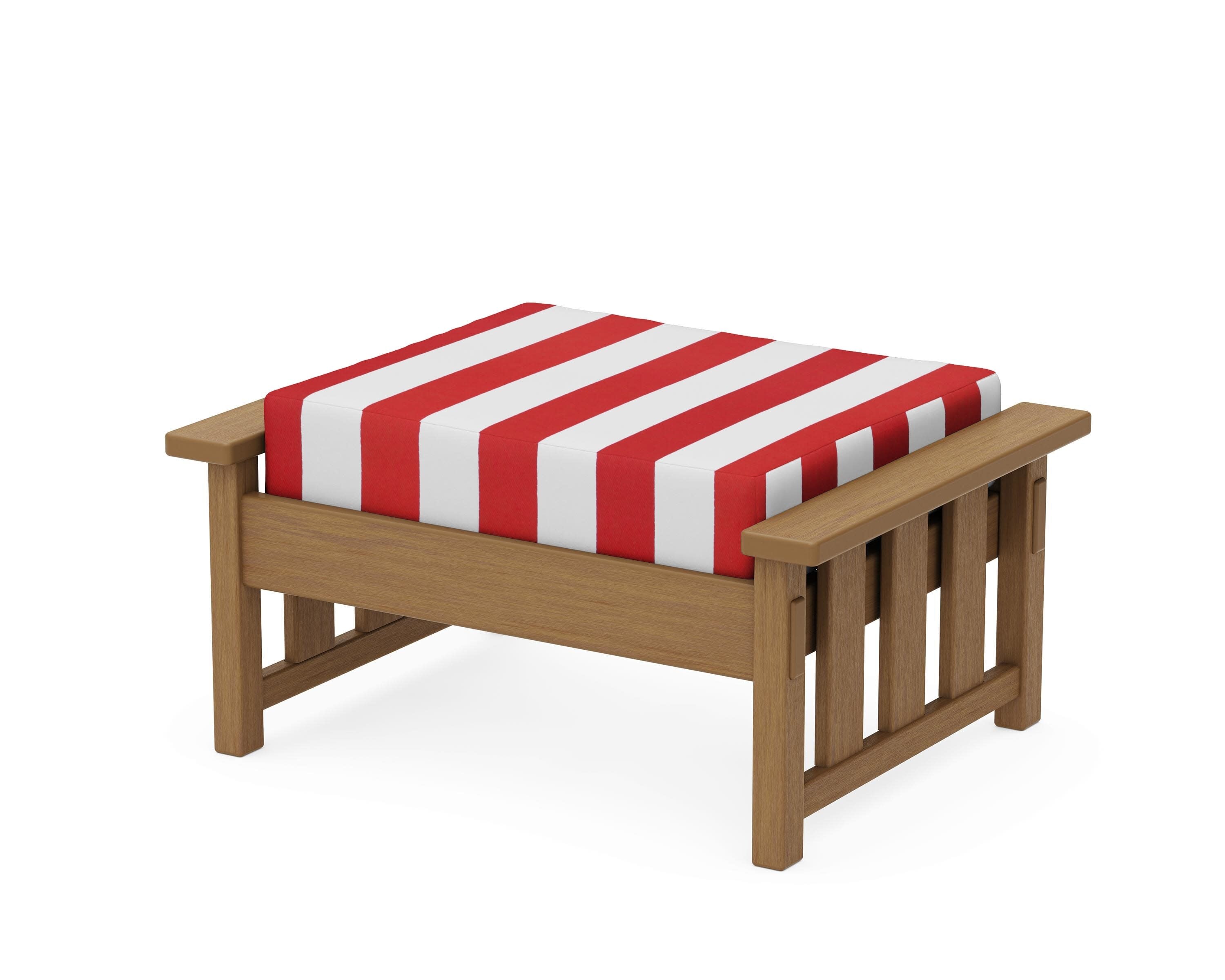 Acadia Deep Seating Ottoman in Natural / Cabana Stripe Crimson