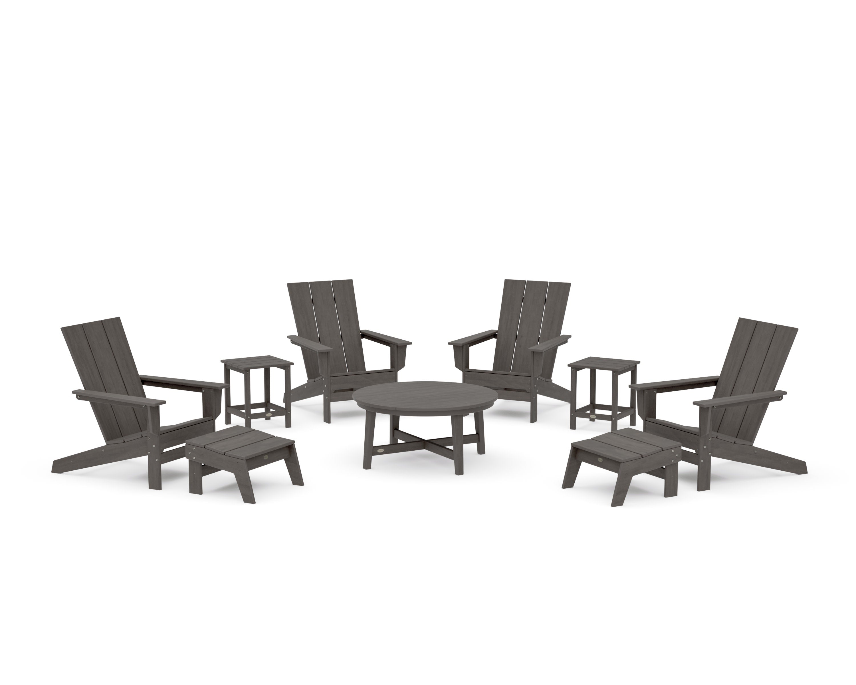 Modern Studio Adirondack 9-Piece Conversation Set in Driftwood