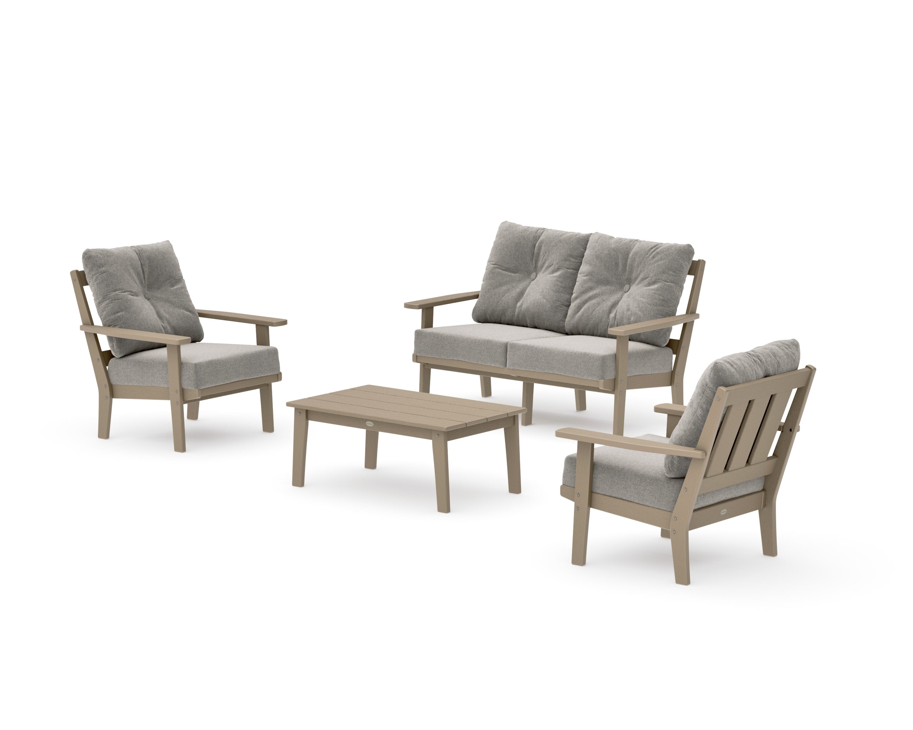 Oxford 4-Piece Deep Seating Set with Loveseat in Vintage Sahara / Weathered Tweed