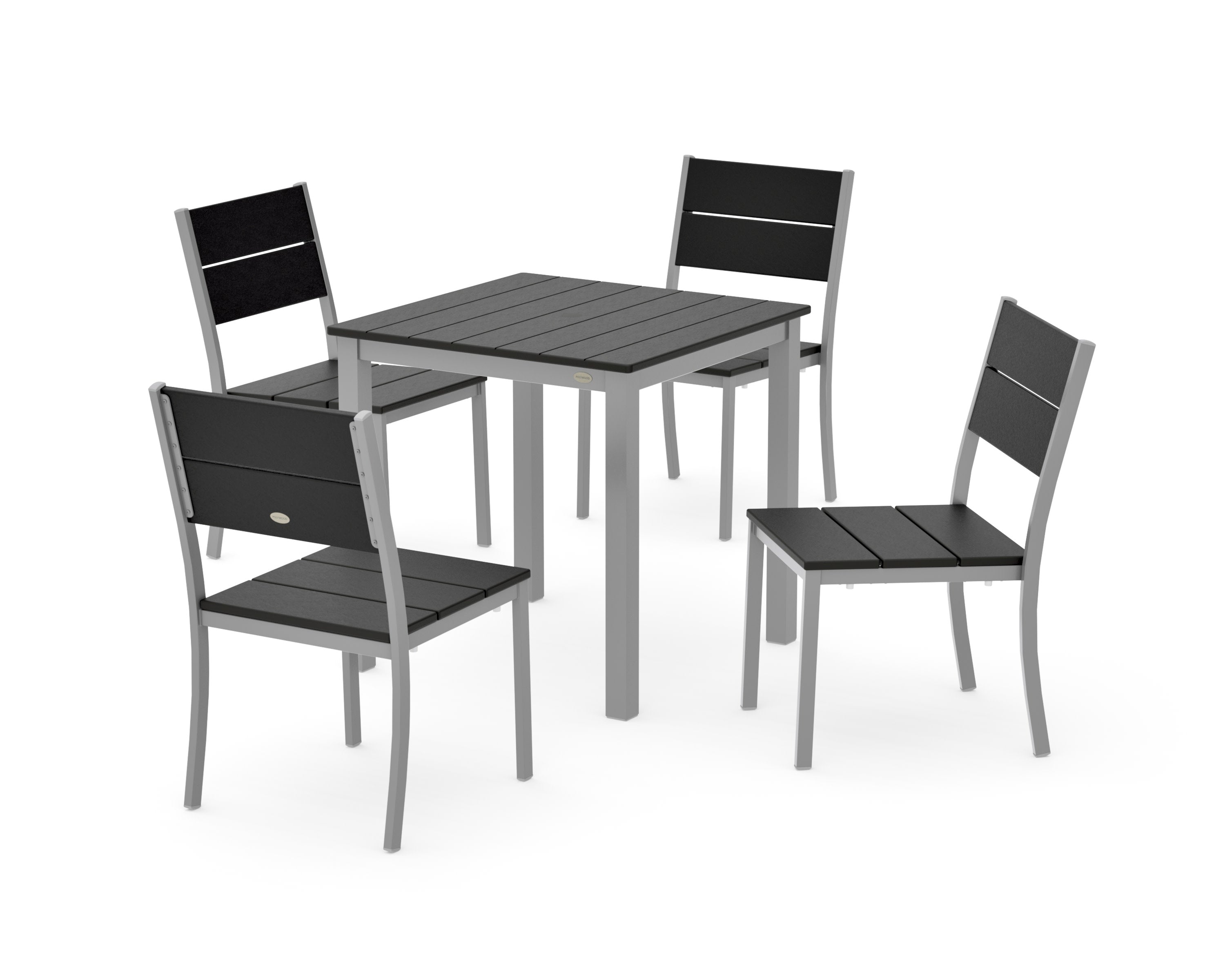 Main Street 5-Piece Square Dining Set- Small in Silver / Black