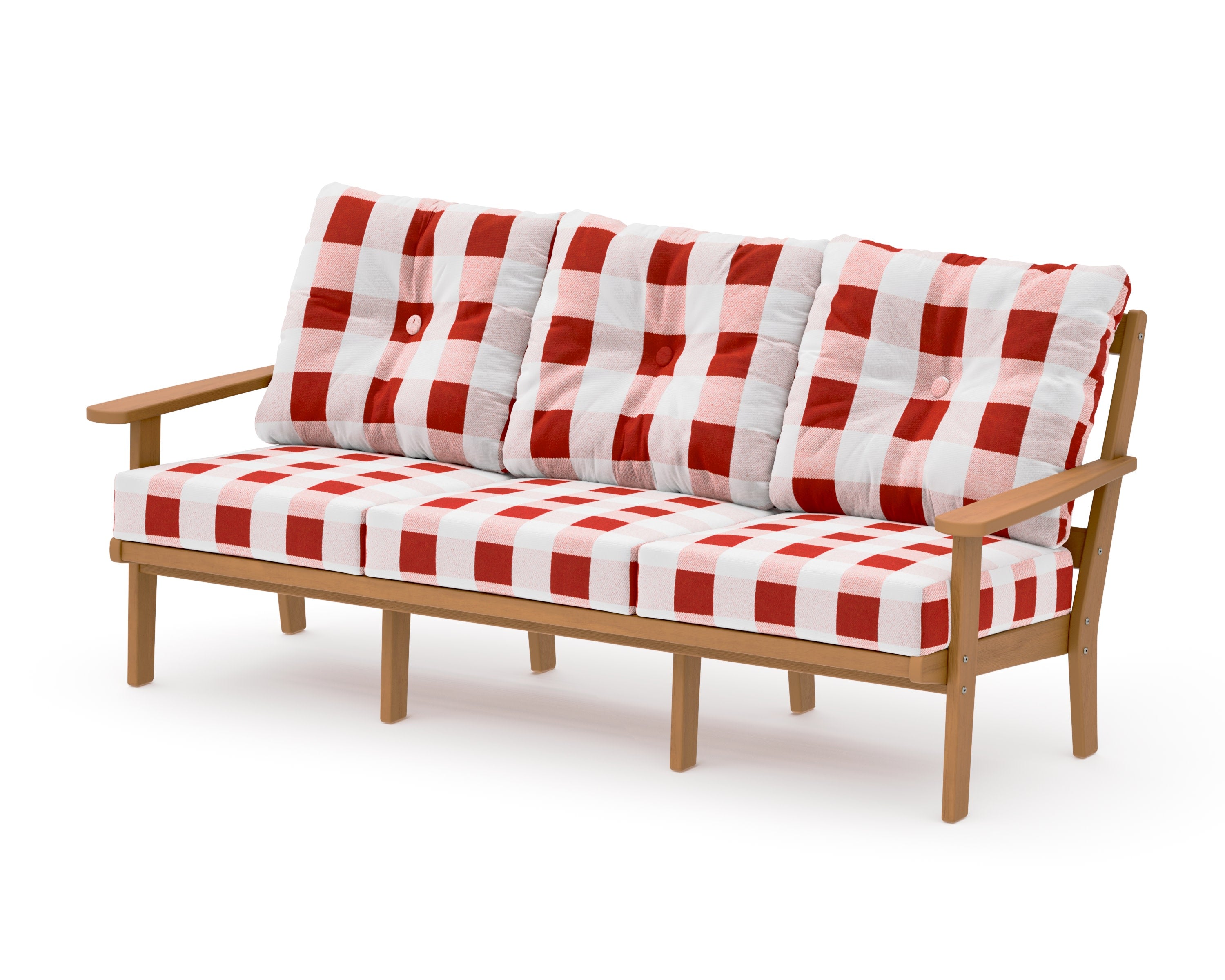 Mission Deep Seating Sofa in Natural / Buffalo Plaid Crimson