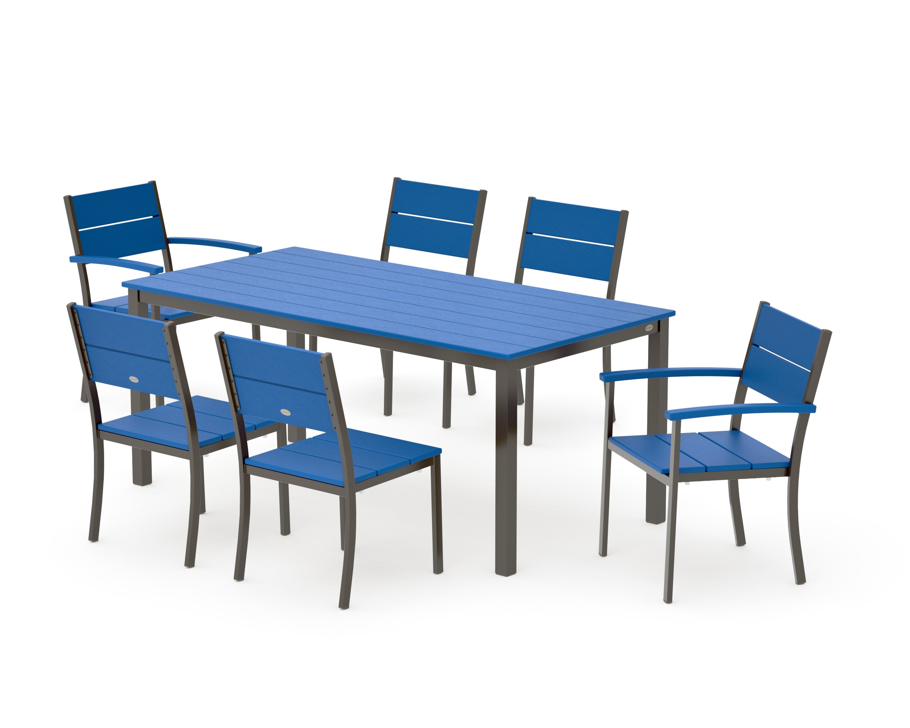 Main Street 7-Piece Dining Set in Bronze / Pacific Blue