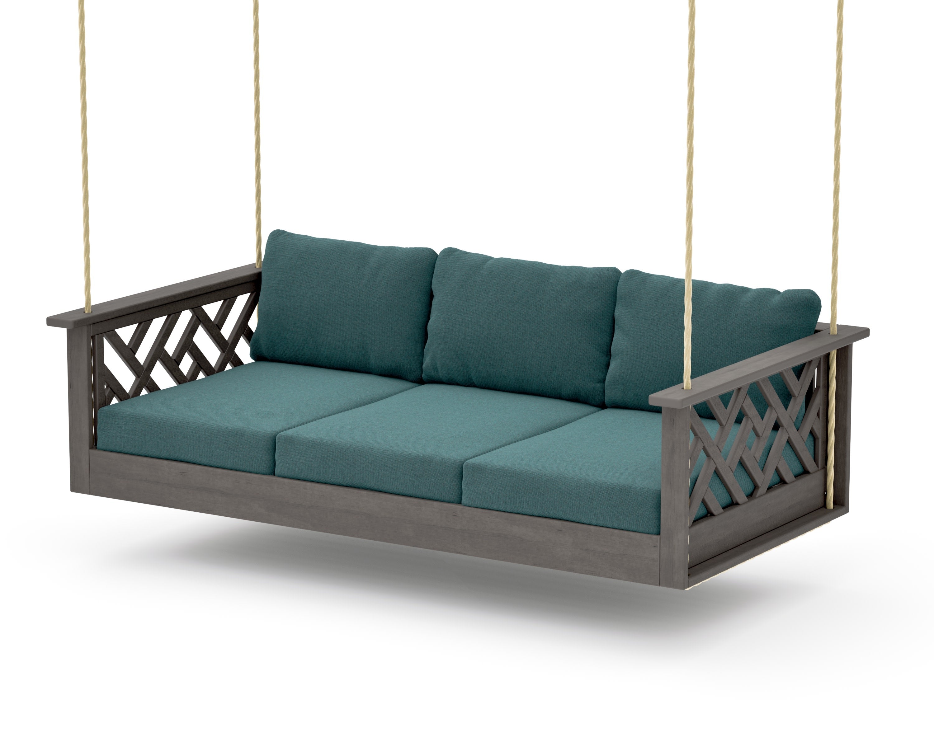 Chippendale Daybed Swing in Driftwood / Ocean Teal