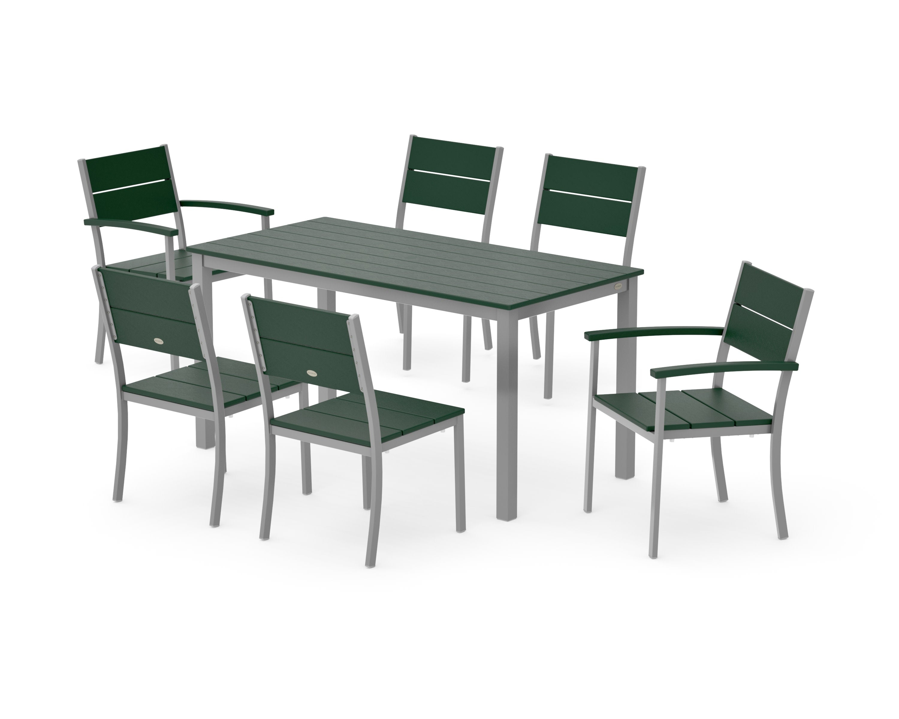 Main Street 7-Piece Dining Set in Silver / Green