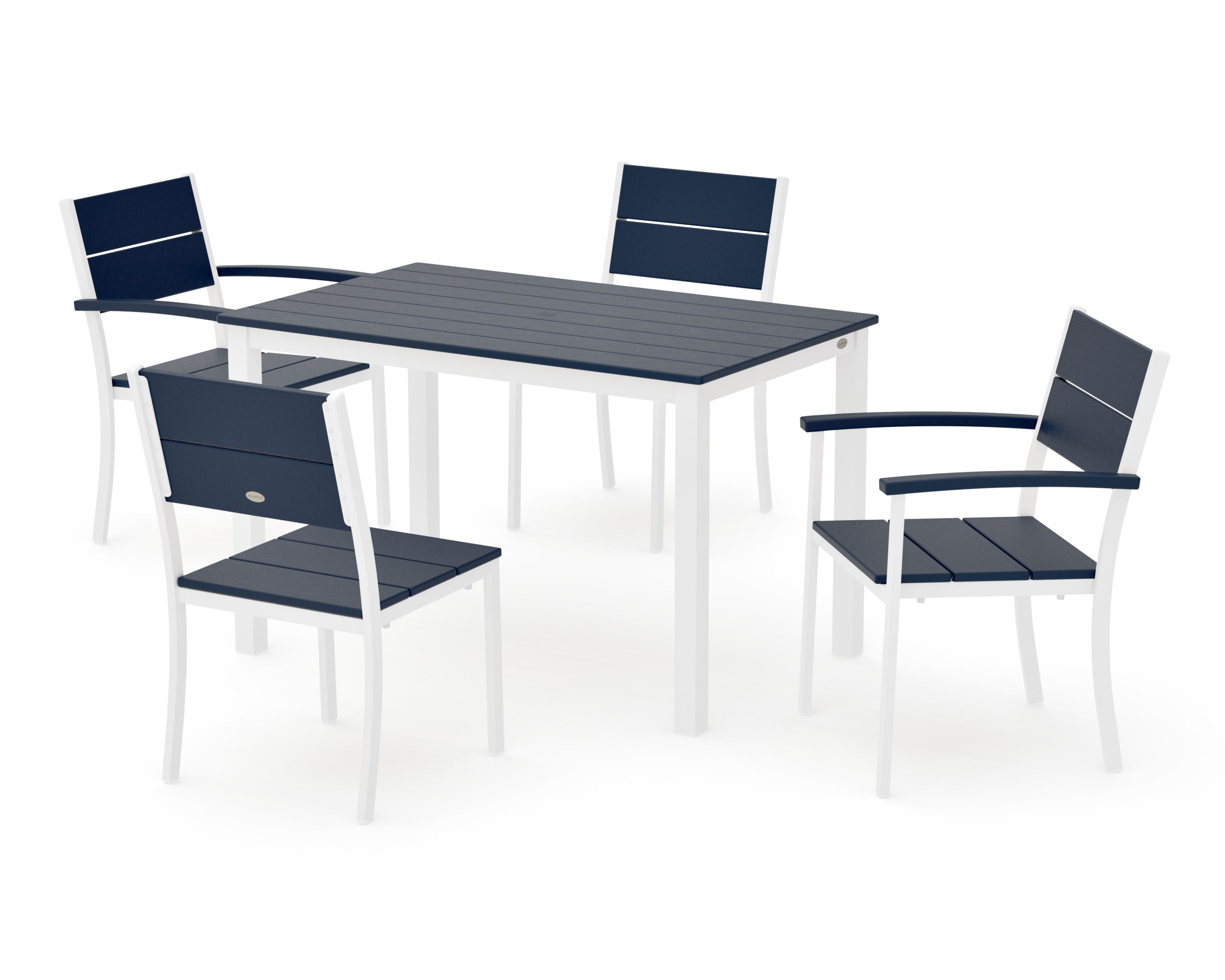 Main Street 5-Piece Dining Set in White / Navy
