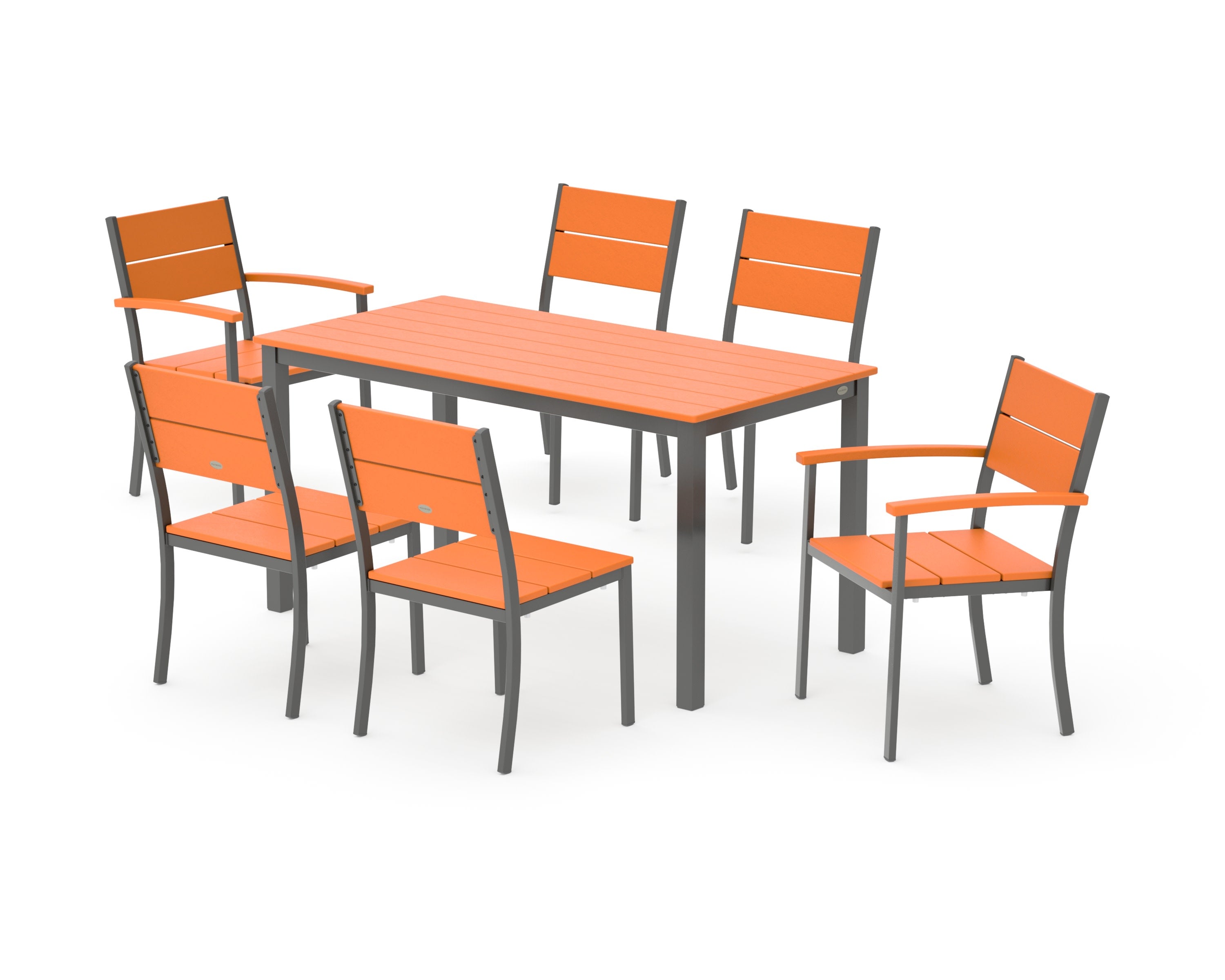 Main Street 7-Piece Dining Set in Charcoal / Tangerine