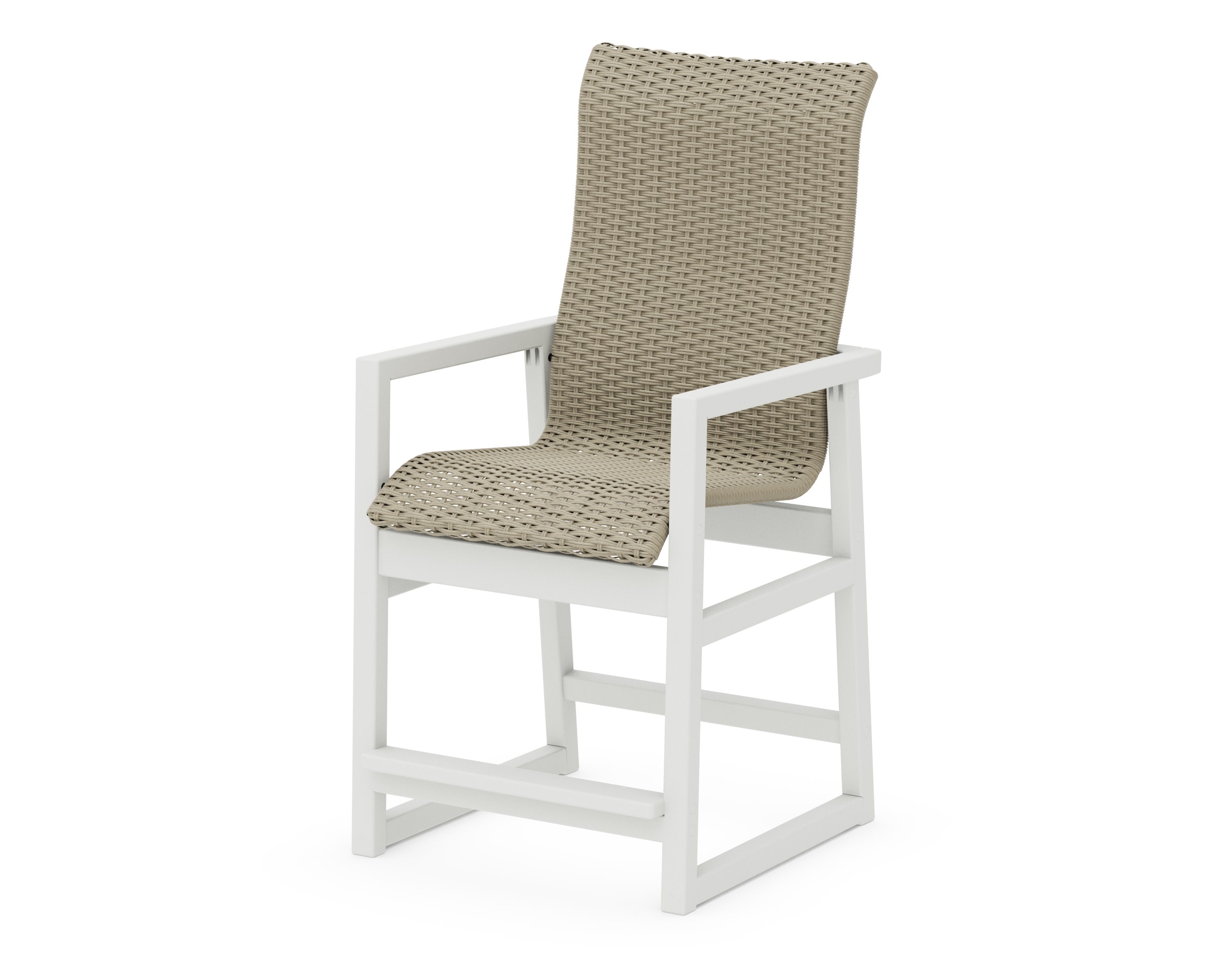EDGE Woven High-Back Counter Arm Chair in White / Dune Grass