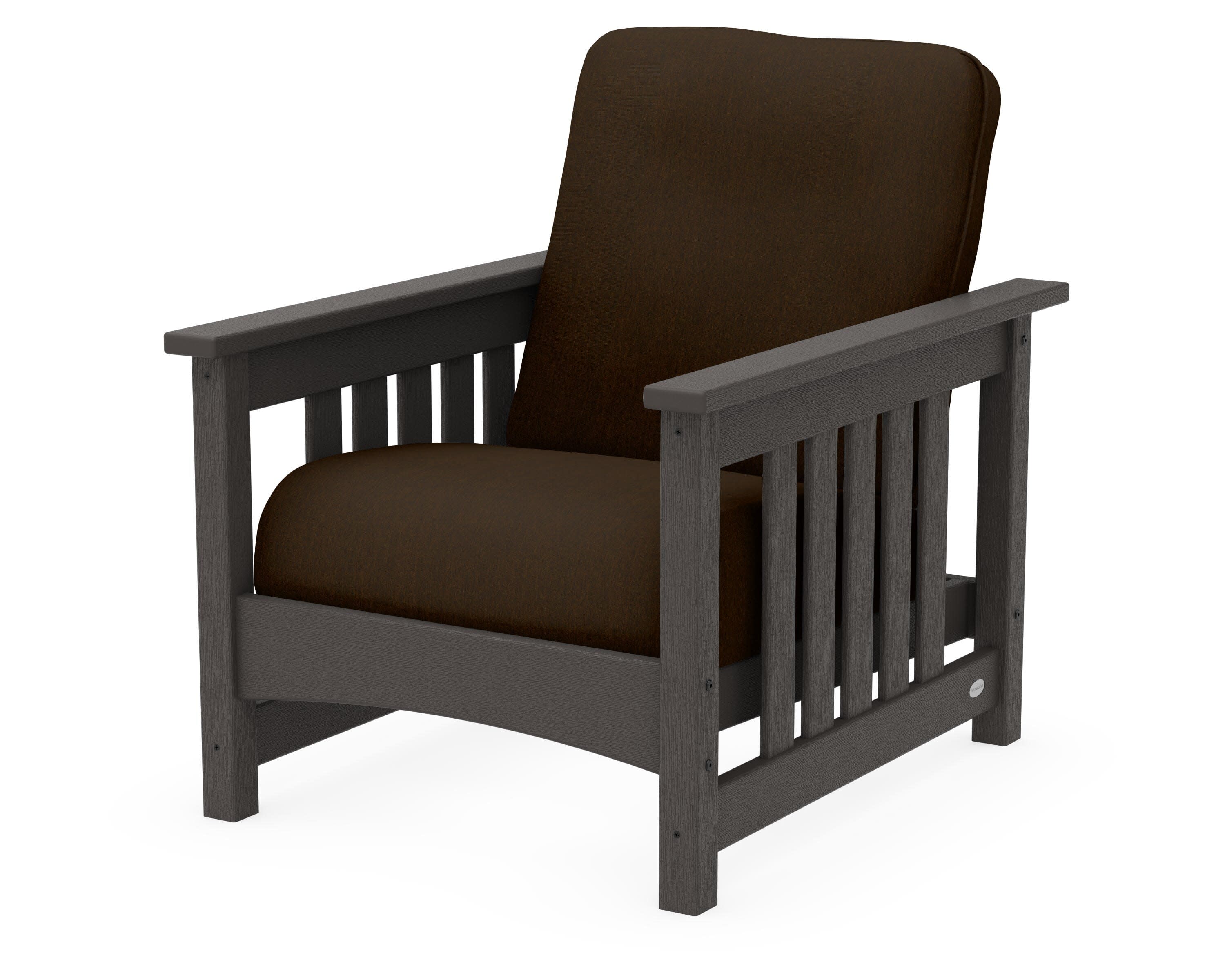 Club Mission Chair in Vintage Coffee / Canvas Java