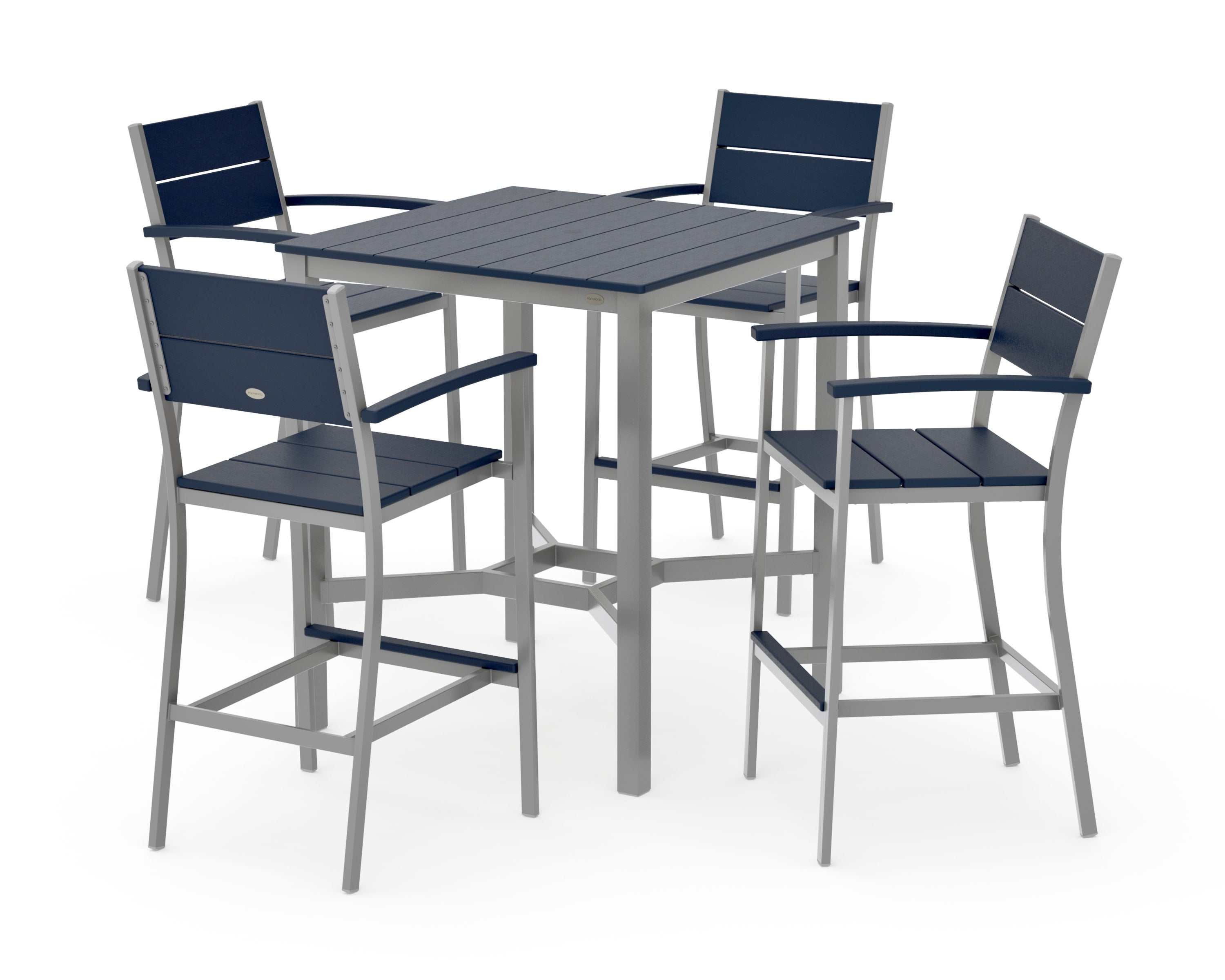 Main Street 5-Piece Bar Set in Silver / Navy
