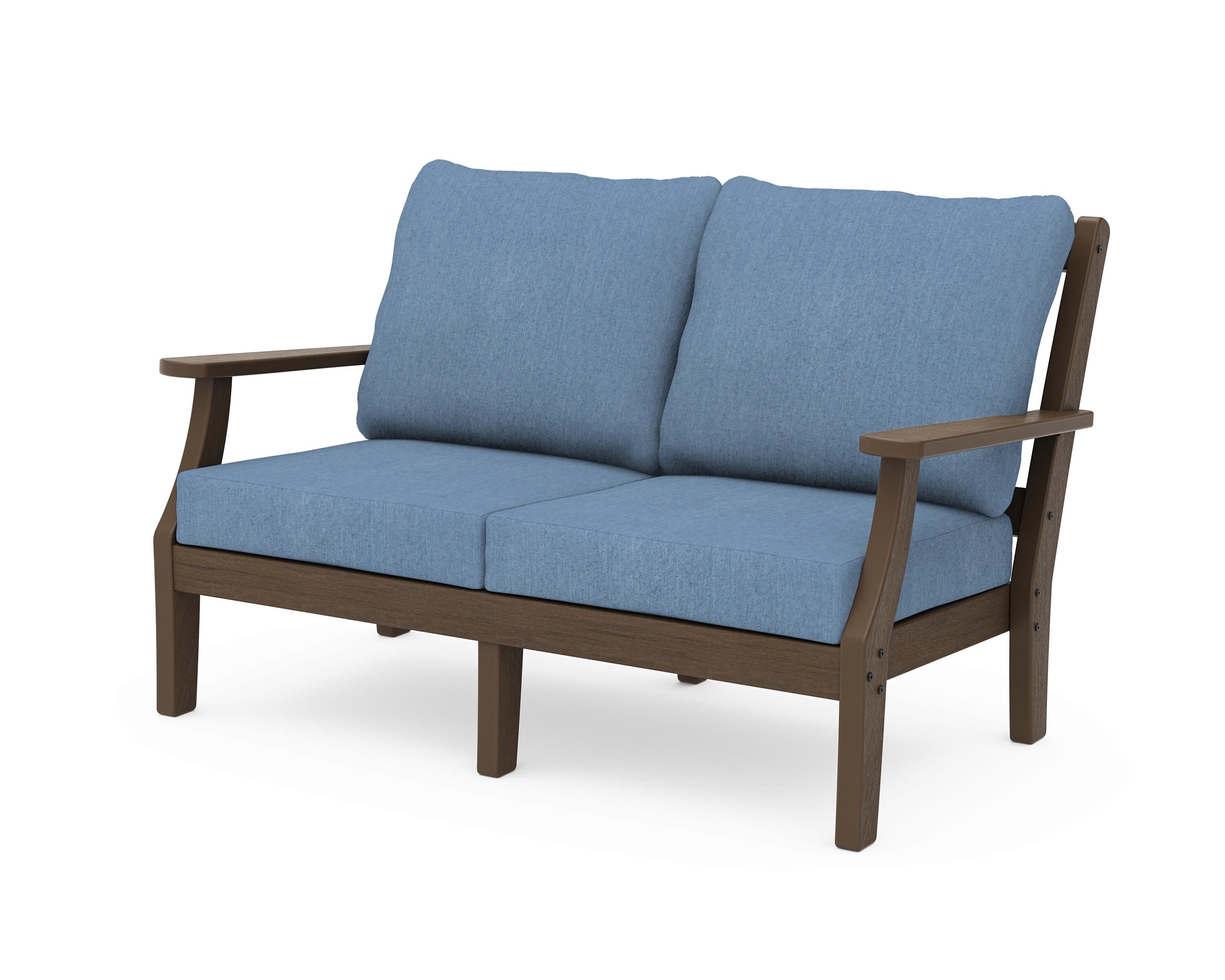 Chinoiserie Deep Seating Loveseat in Kona / Sky Blue