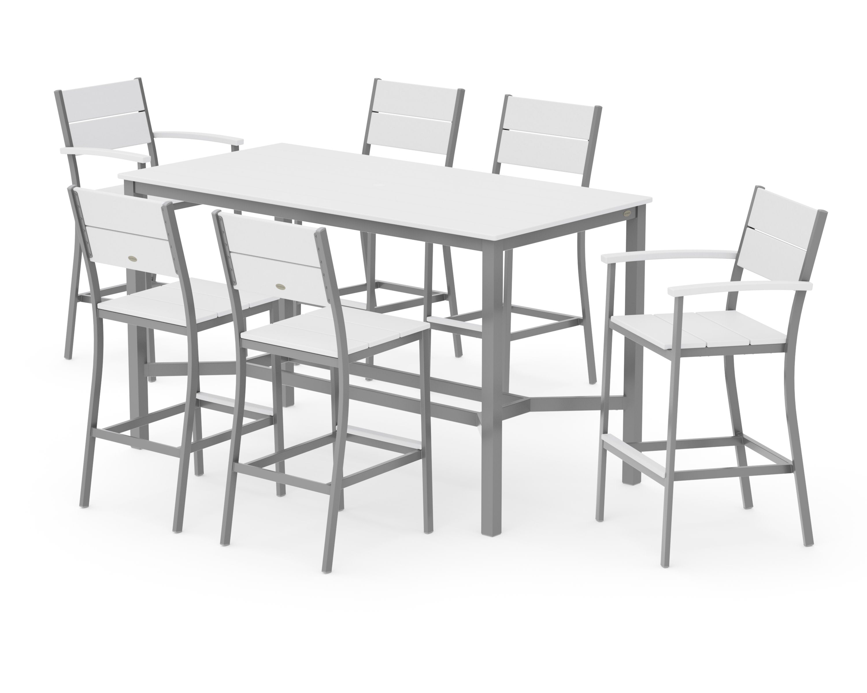 Main Street 7-Piece Bar Set in Silver / White