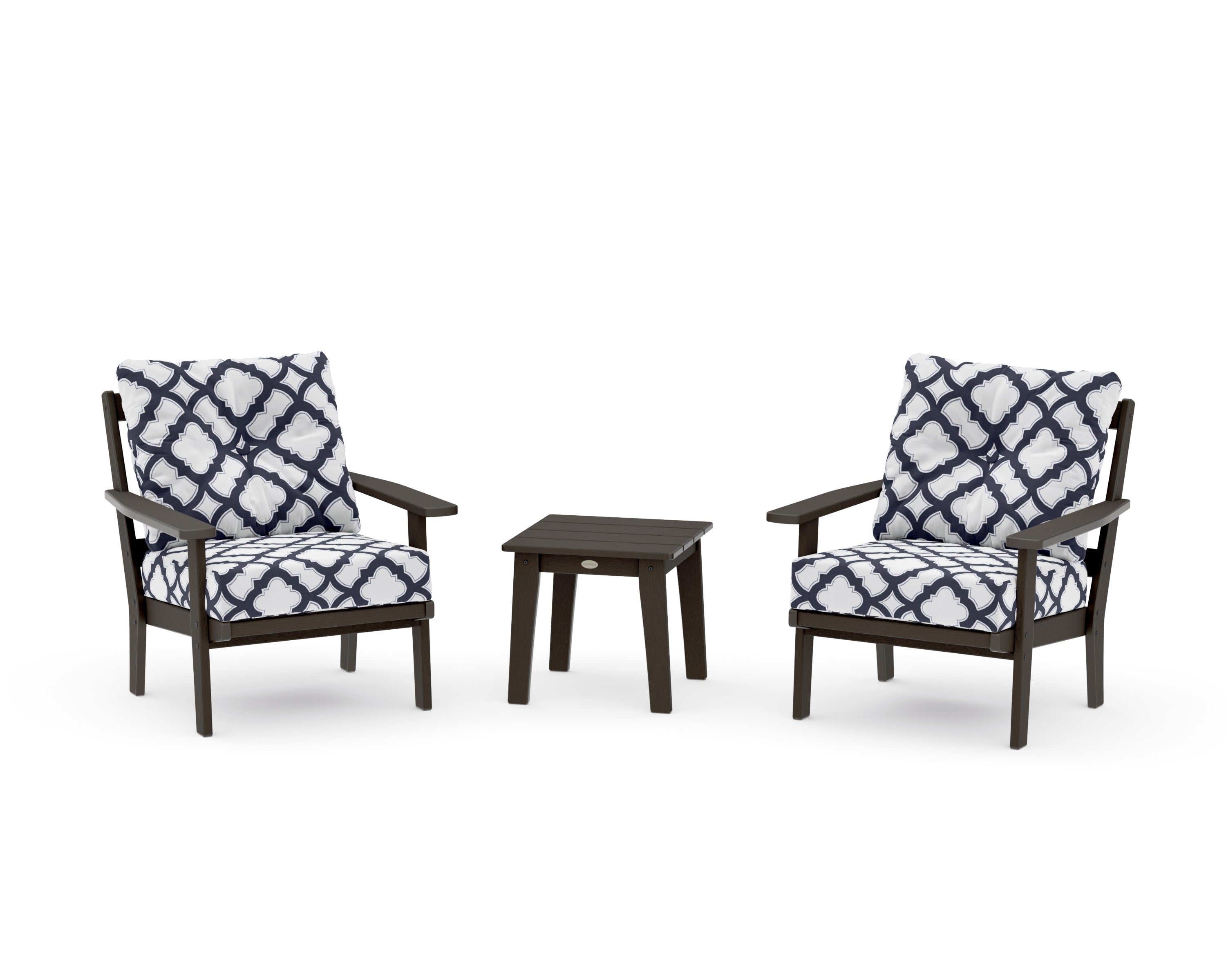 Prairie 3-Piece Deep Seating Set in Vintage Coffee / Trellis Navy