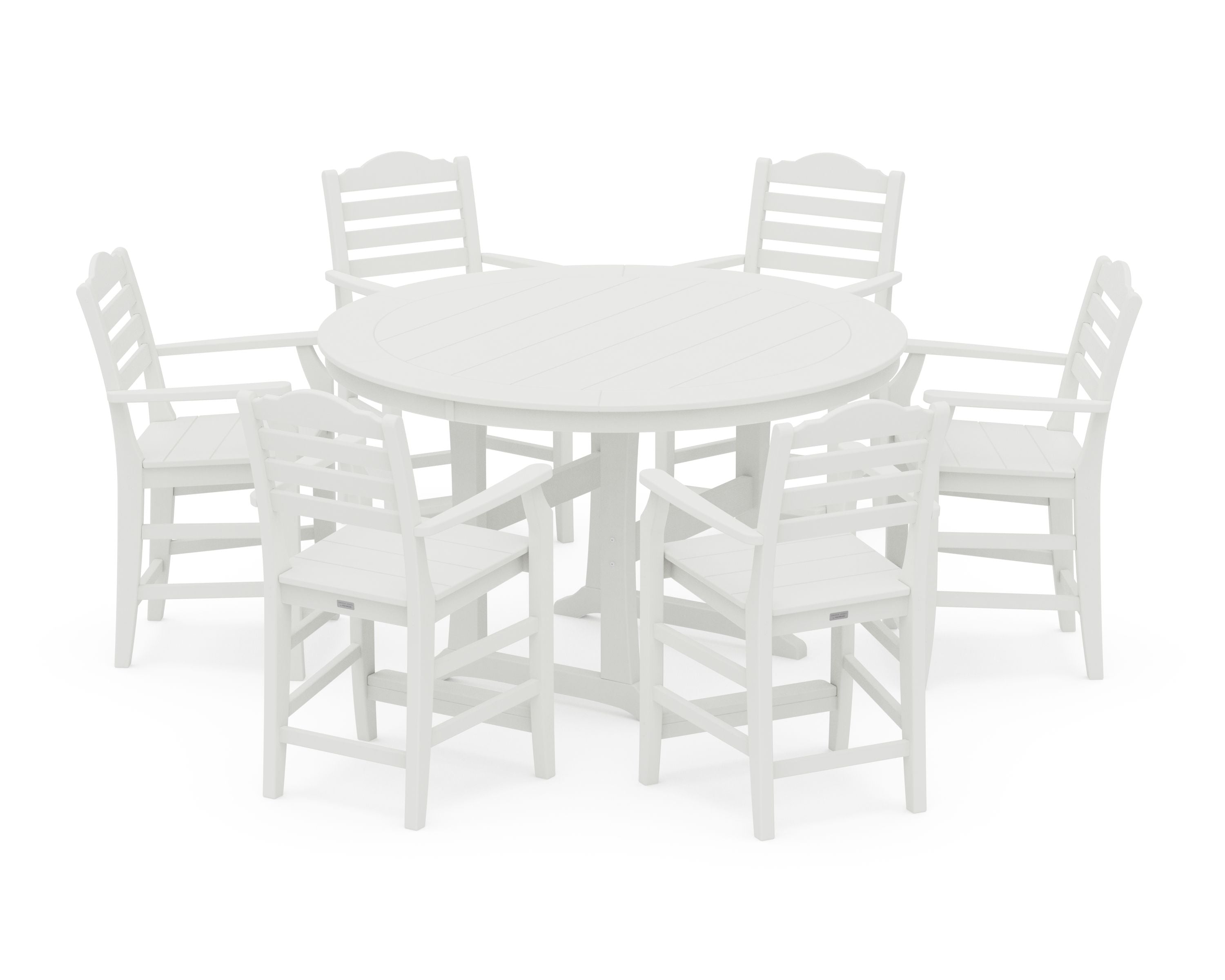 Savannah 7-Piece Arm Chair Round Counter Set in Vintage White