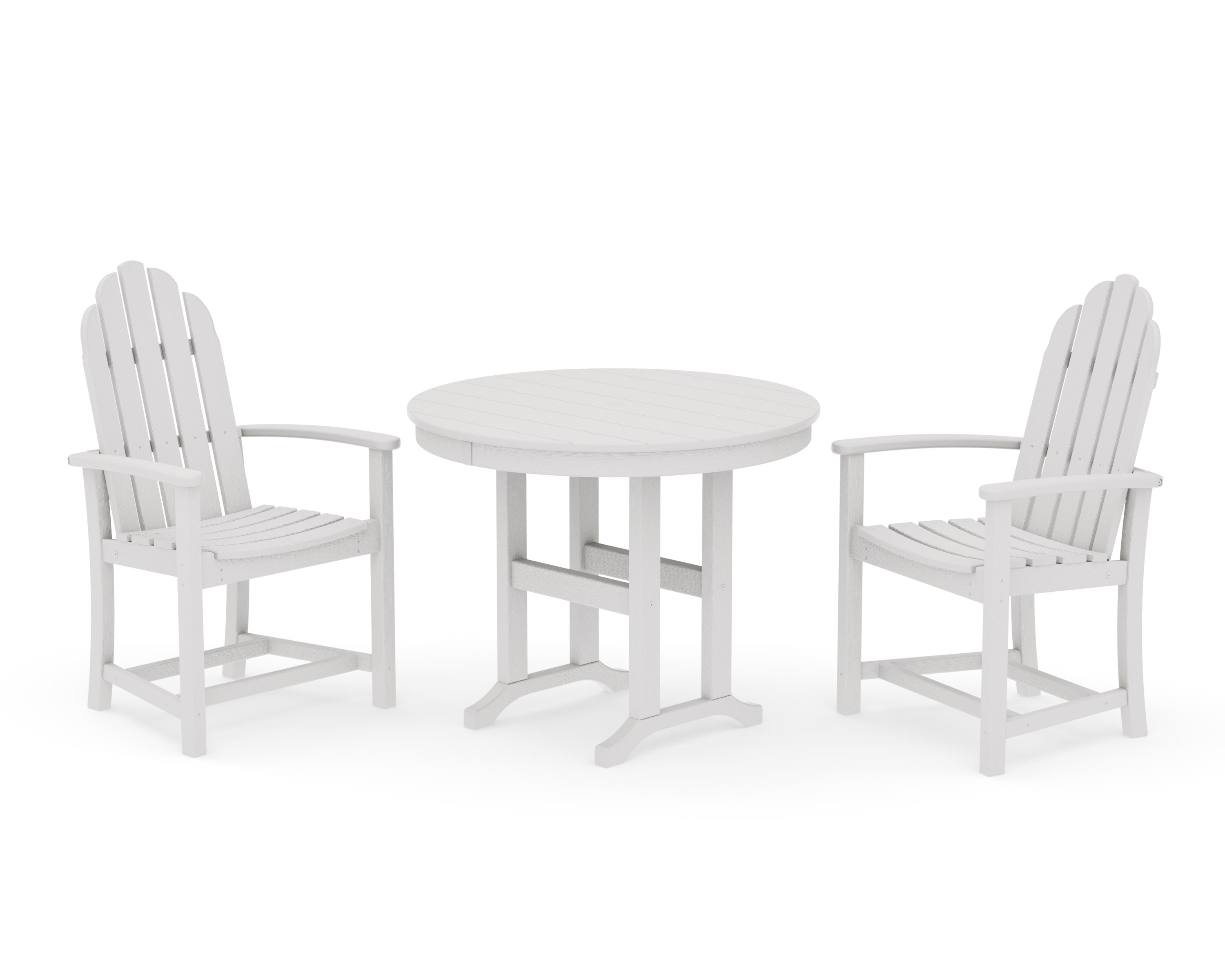 Classic Adirondack 3-Piece Round Dining Set in Vintage White