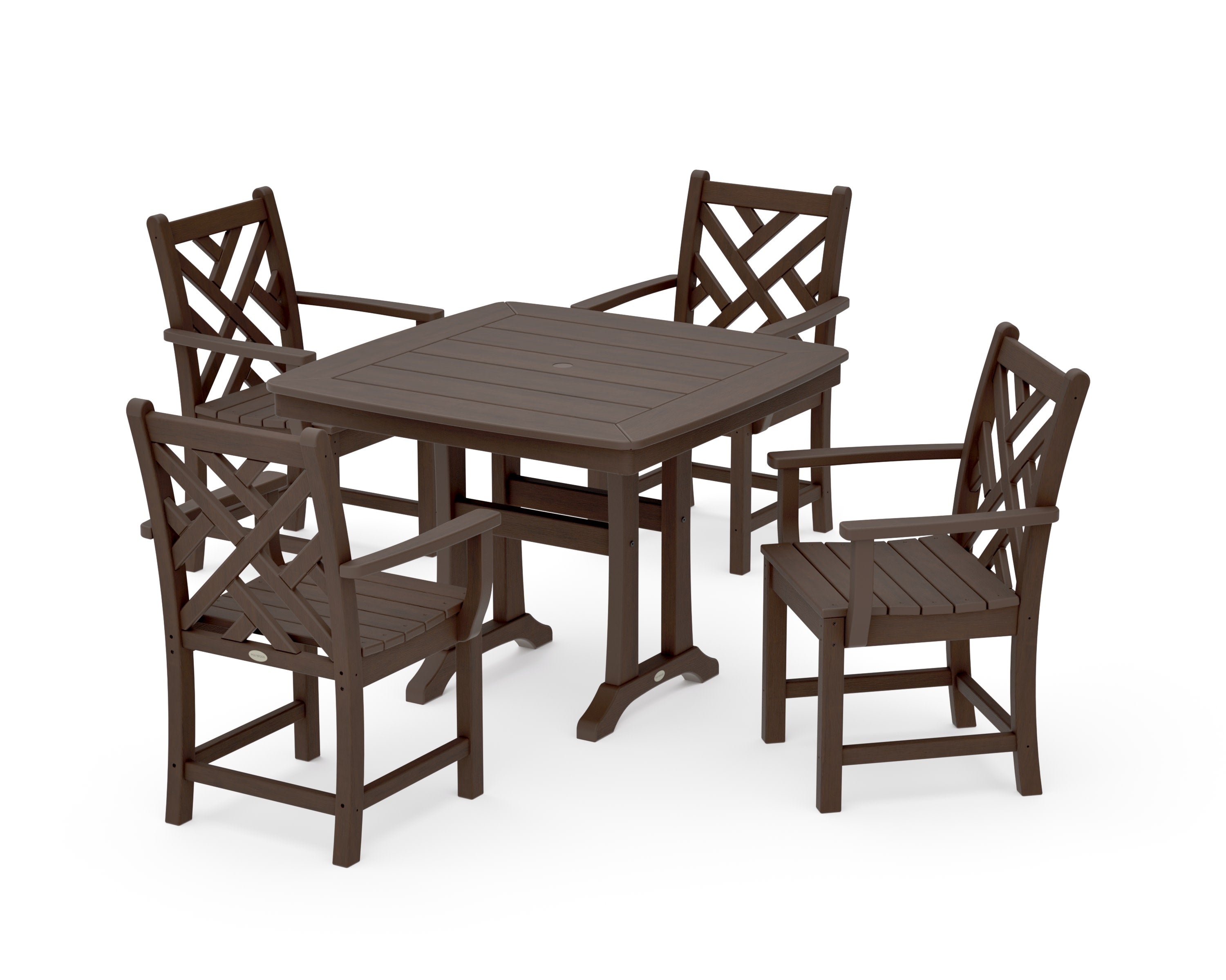 Chippendale 5-Piece Dining Set with Trestle Legs in Kona