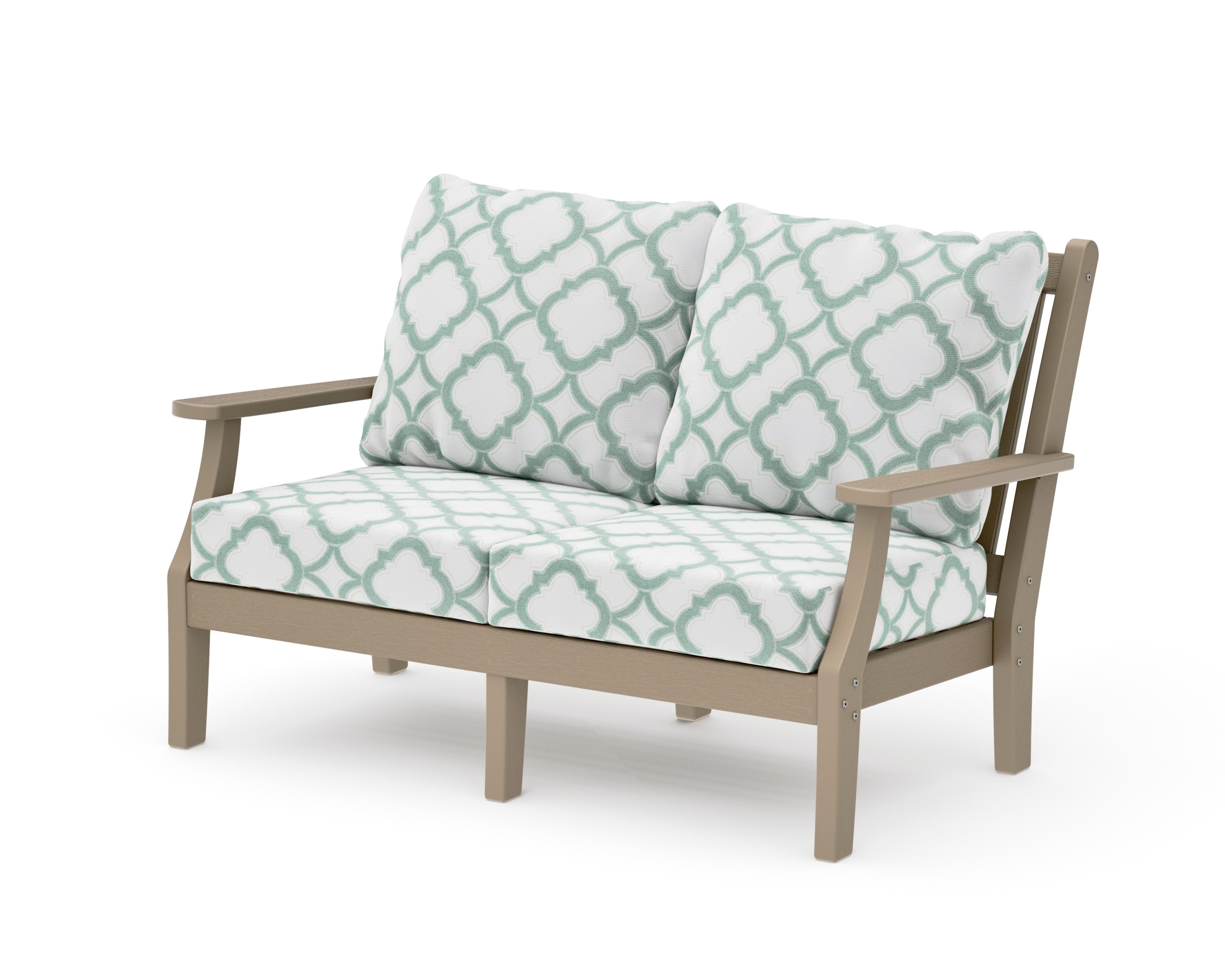 Wovendale Deep Seating Loveseat in Vintage Sahara / Trellis Glacier Spa