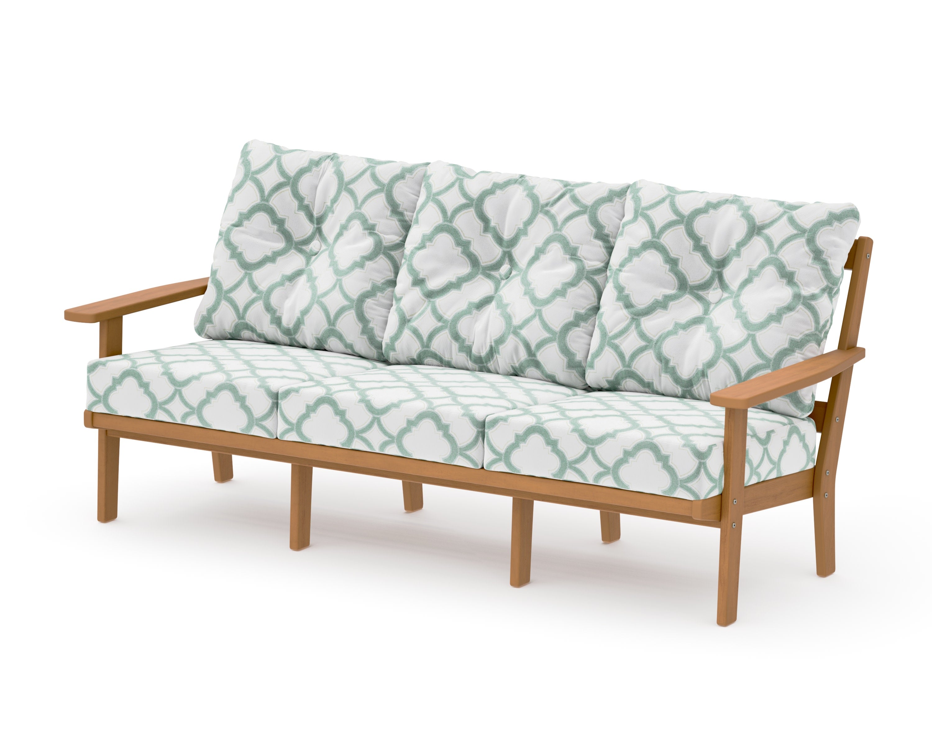PrairieDeep Seating Sofa in Natural / Trellis Glacier Spa