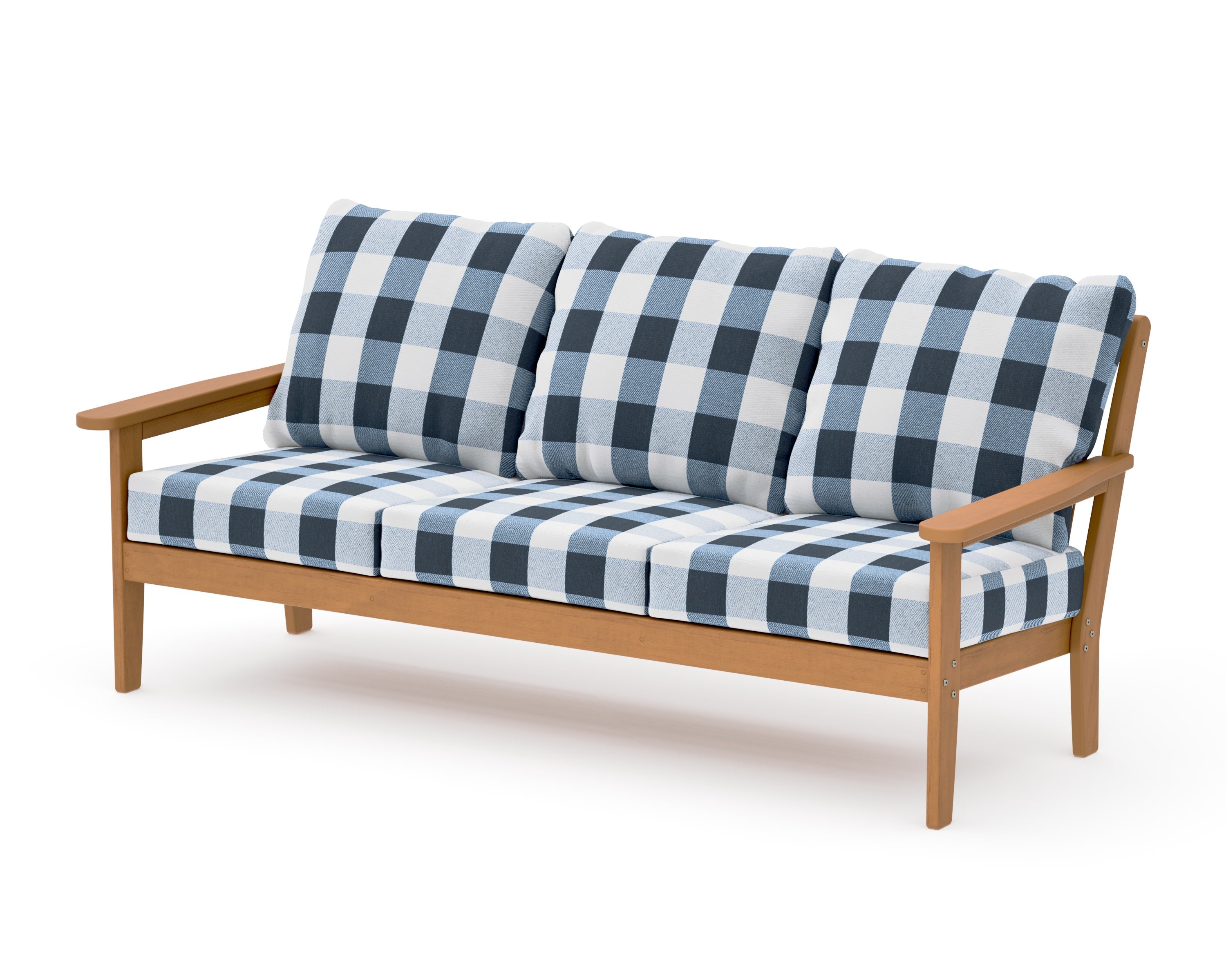Cottage Deep Seating Sofa in Natural / Buffalo Plaid Marine Indigo