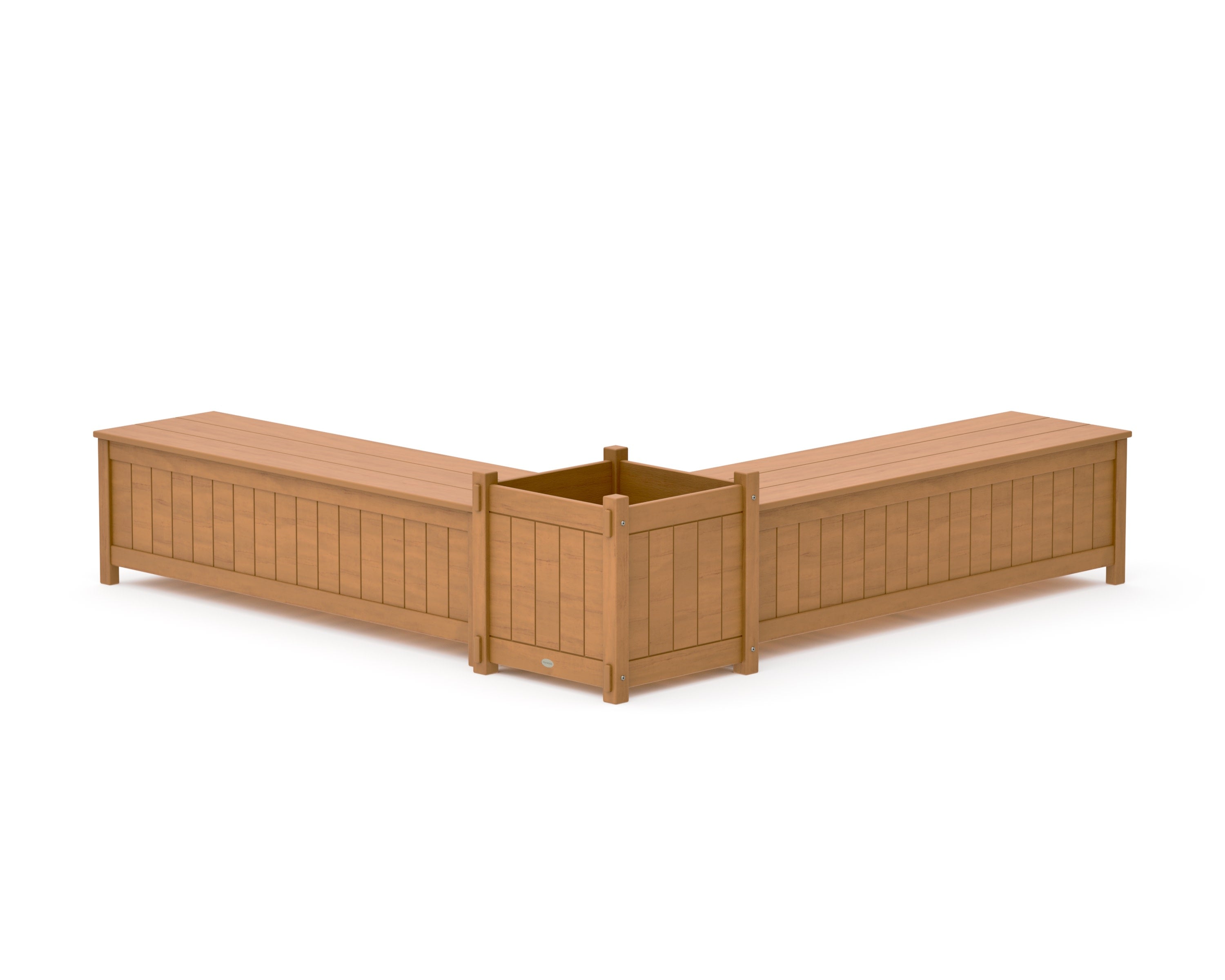 60" Vineyard L- Shaped Planter Storage Bench Set- Large in Natural