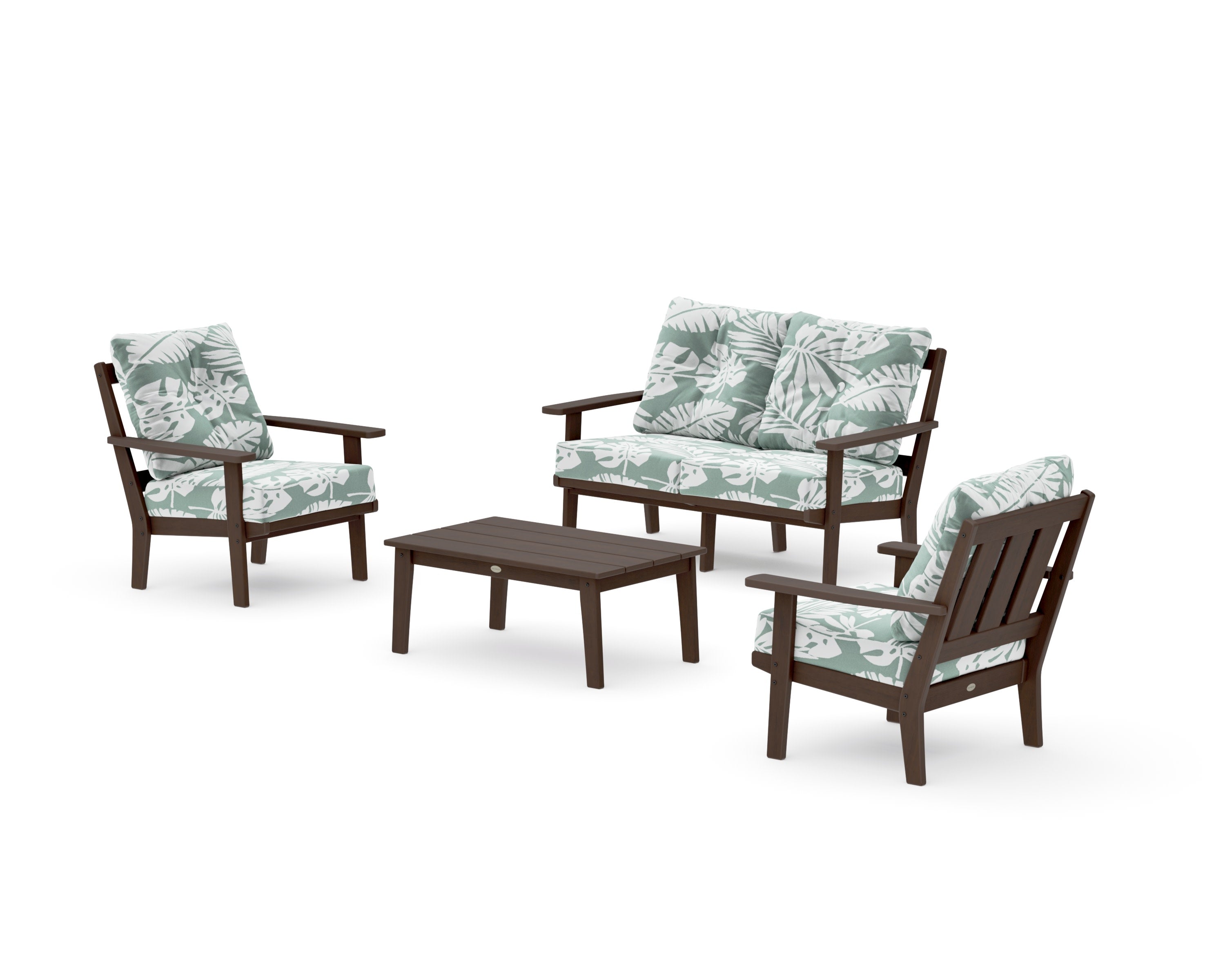 Oxford 4-Piece Deep Seating Set with Loveseat in Kona / Leaf Glacier Spa