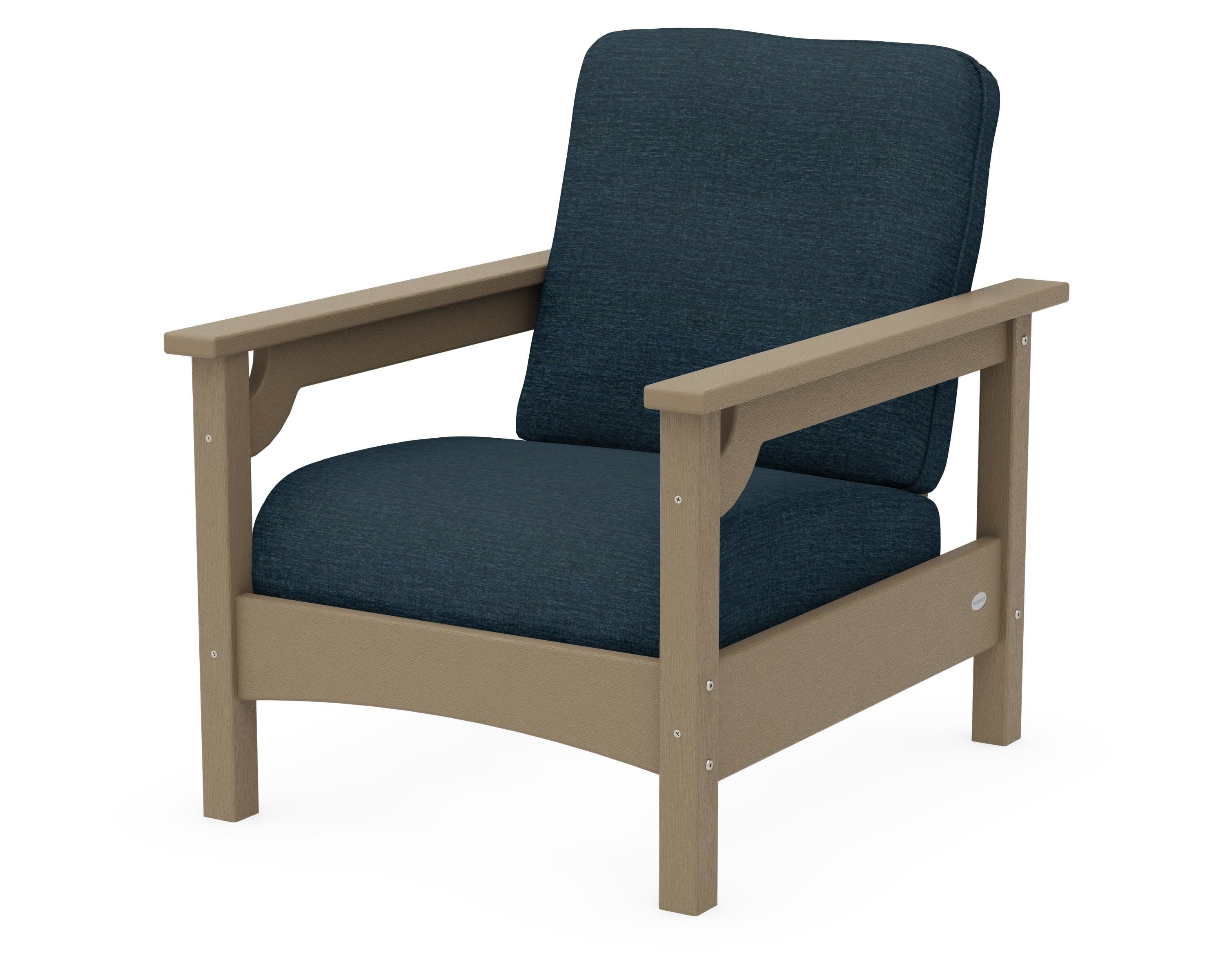 Club Chair in Vintage Sahara / Platform Indigo