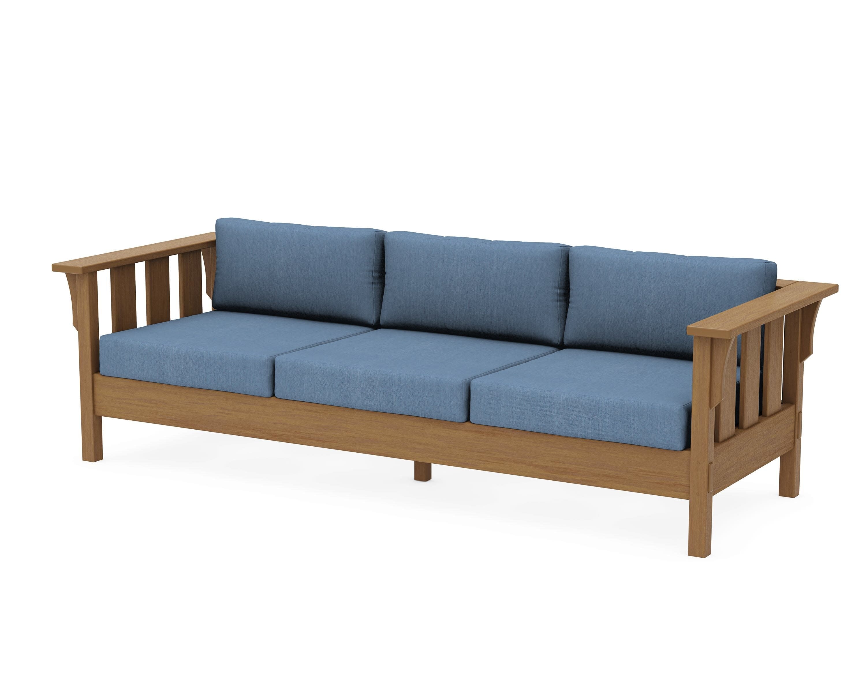 Acadia Deep Seating Sofa in Natural / Sky Blue