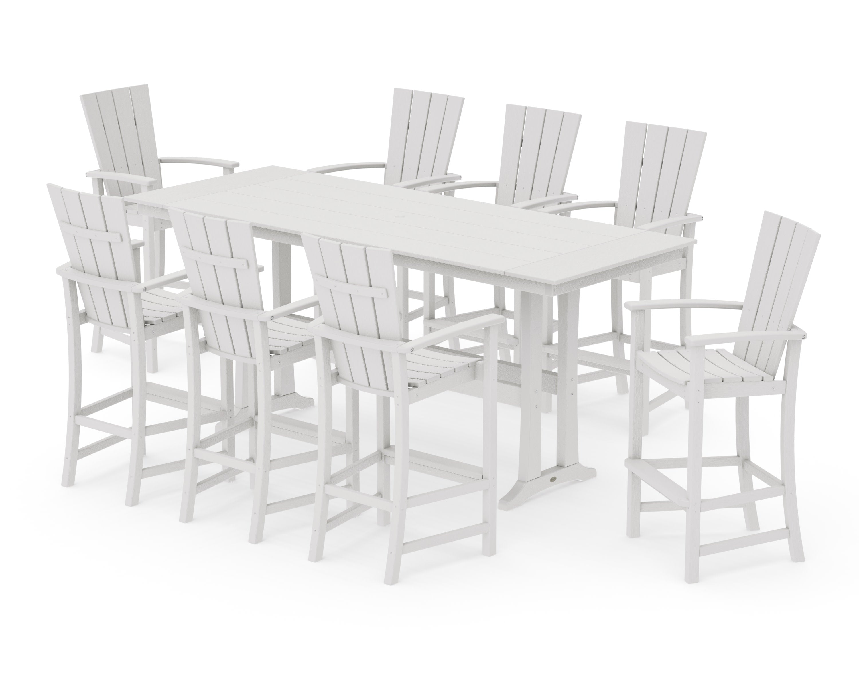 Quattro Adirondack 9-Piece Farmhouse Bar Set with Trestle Legs in Vintage White