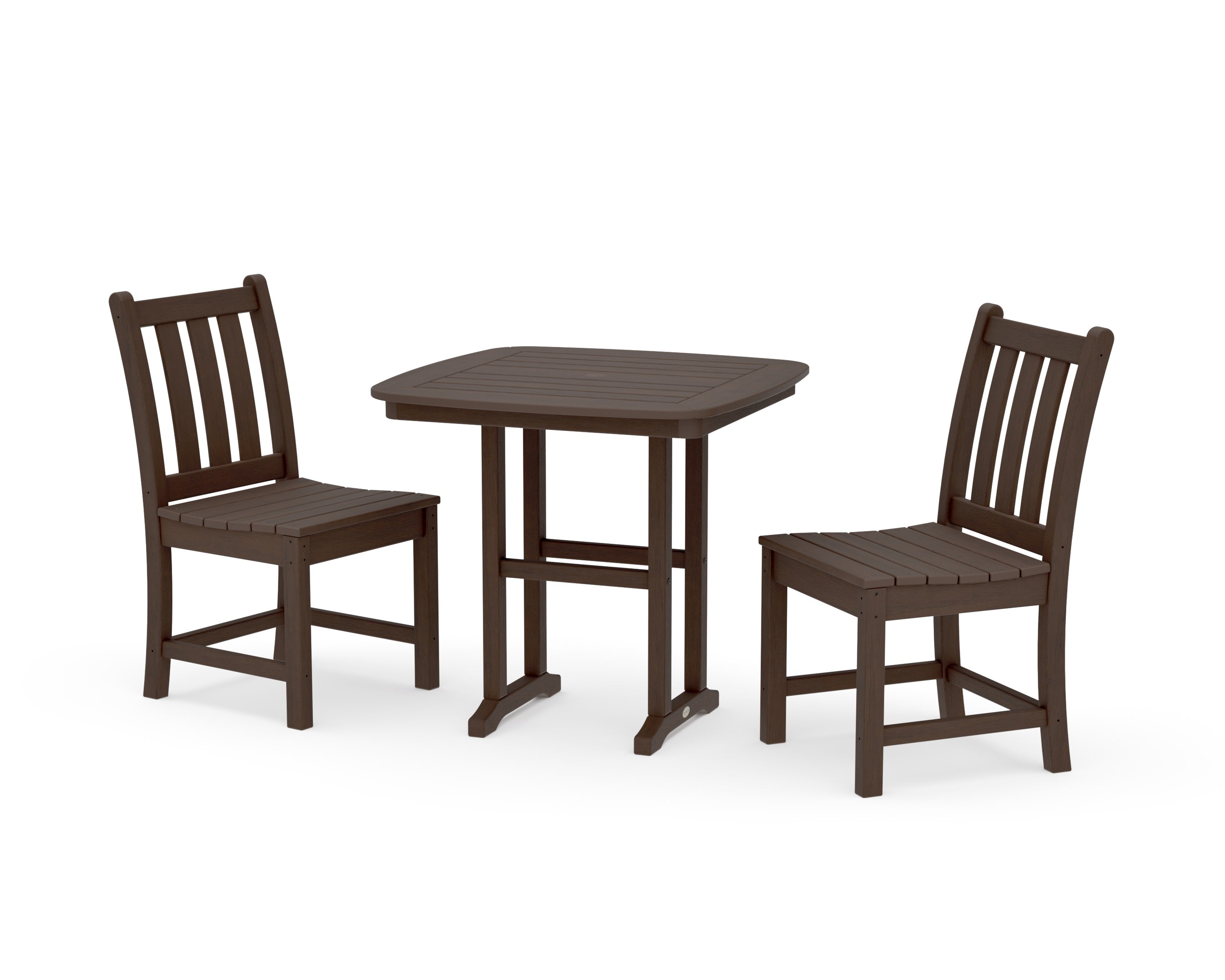 Traditional Garden Side Chair 3-Piece Dining Set in Kona