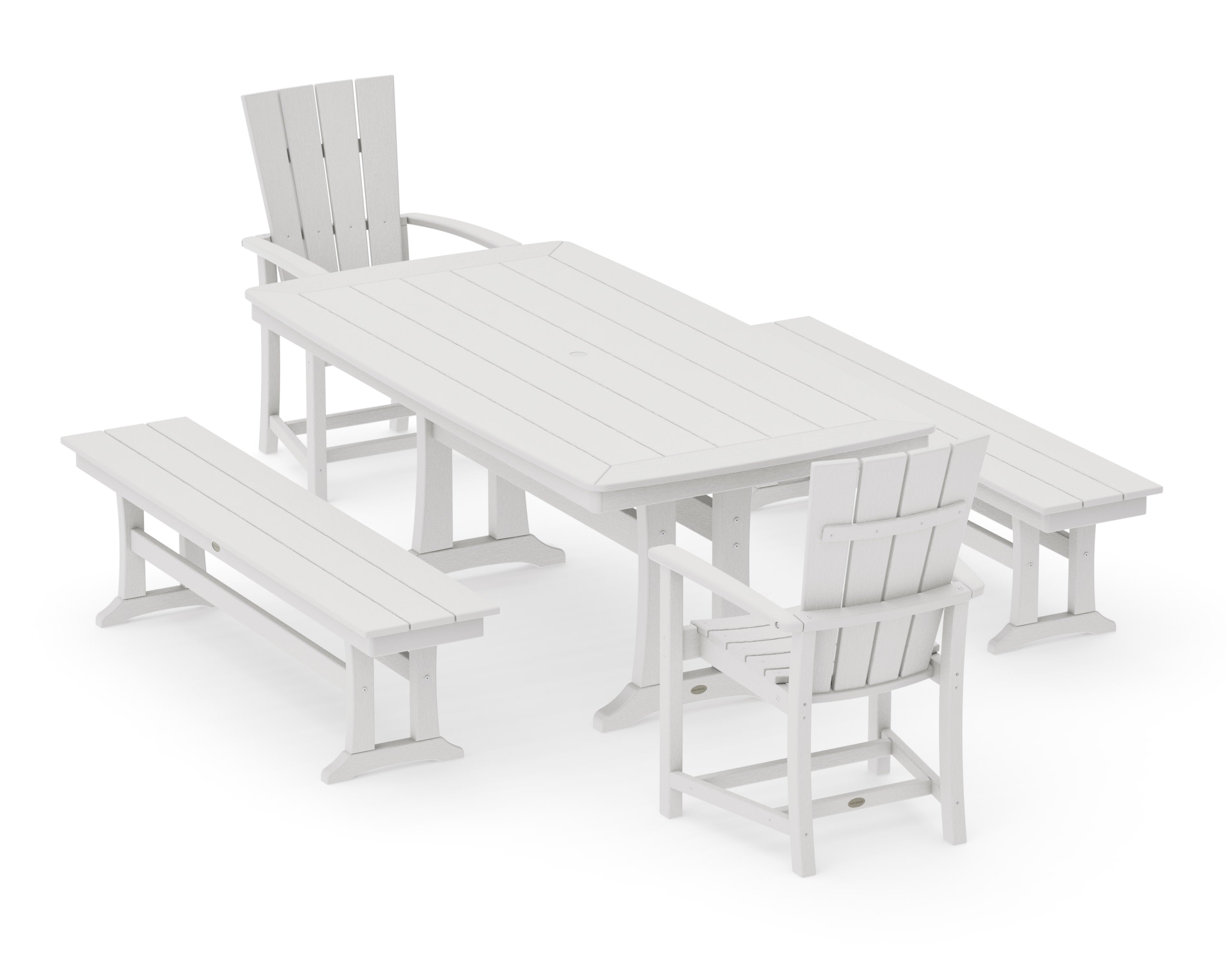 Quattro 5-Piece Dining Set with Trestle Legs in Vintage White