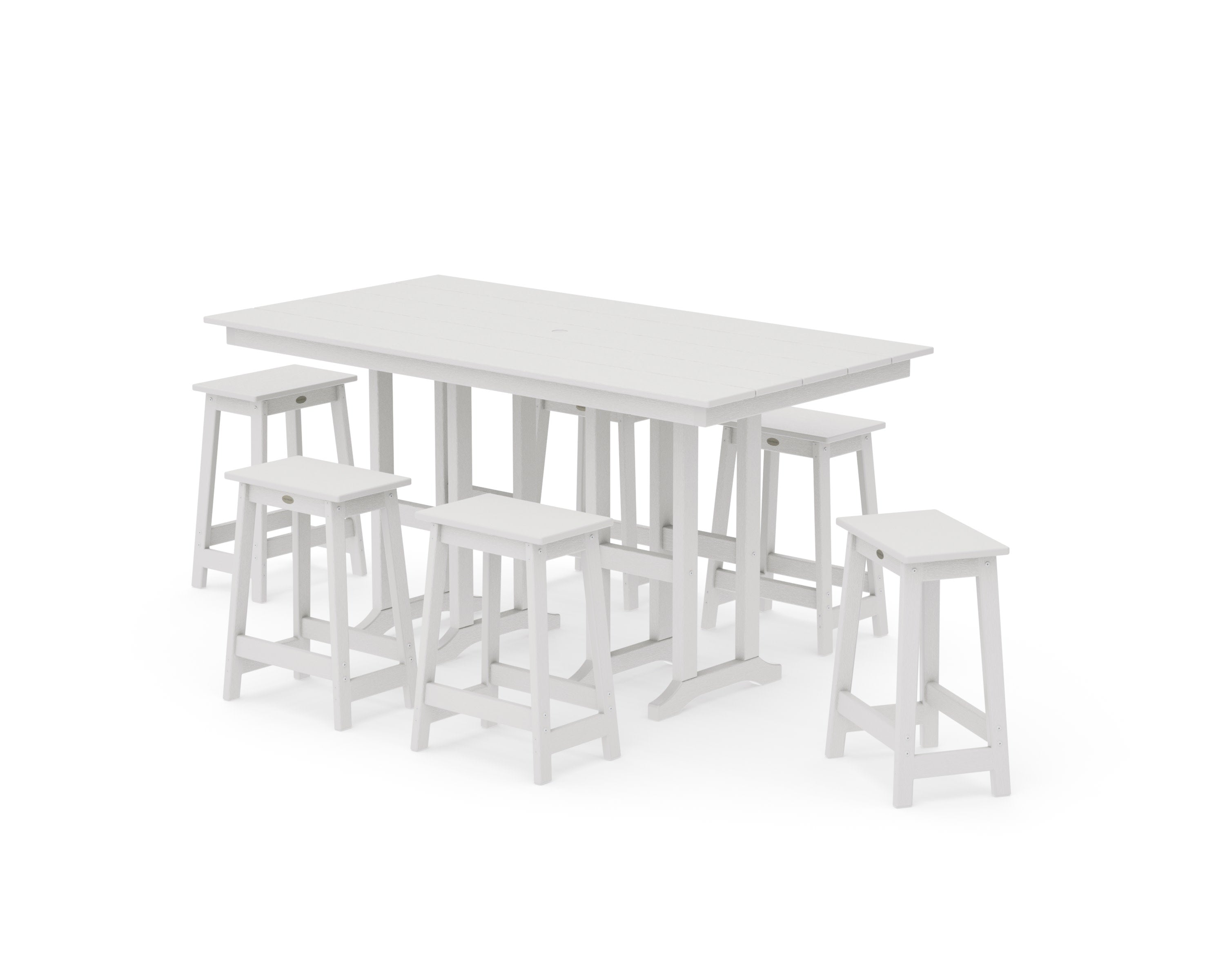 Modern Studio Counter Stool 7-Piece Set in Vintage White