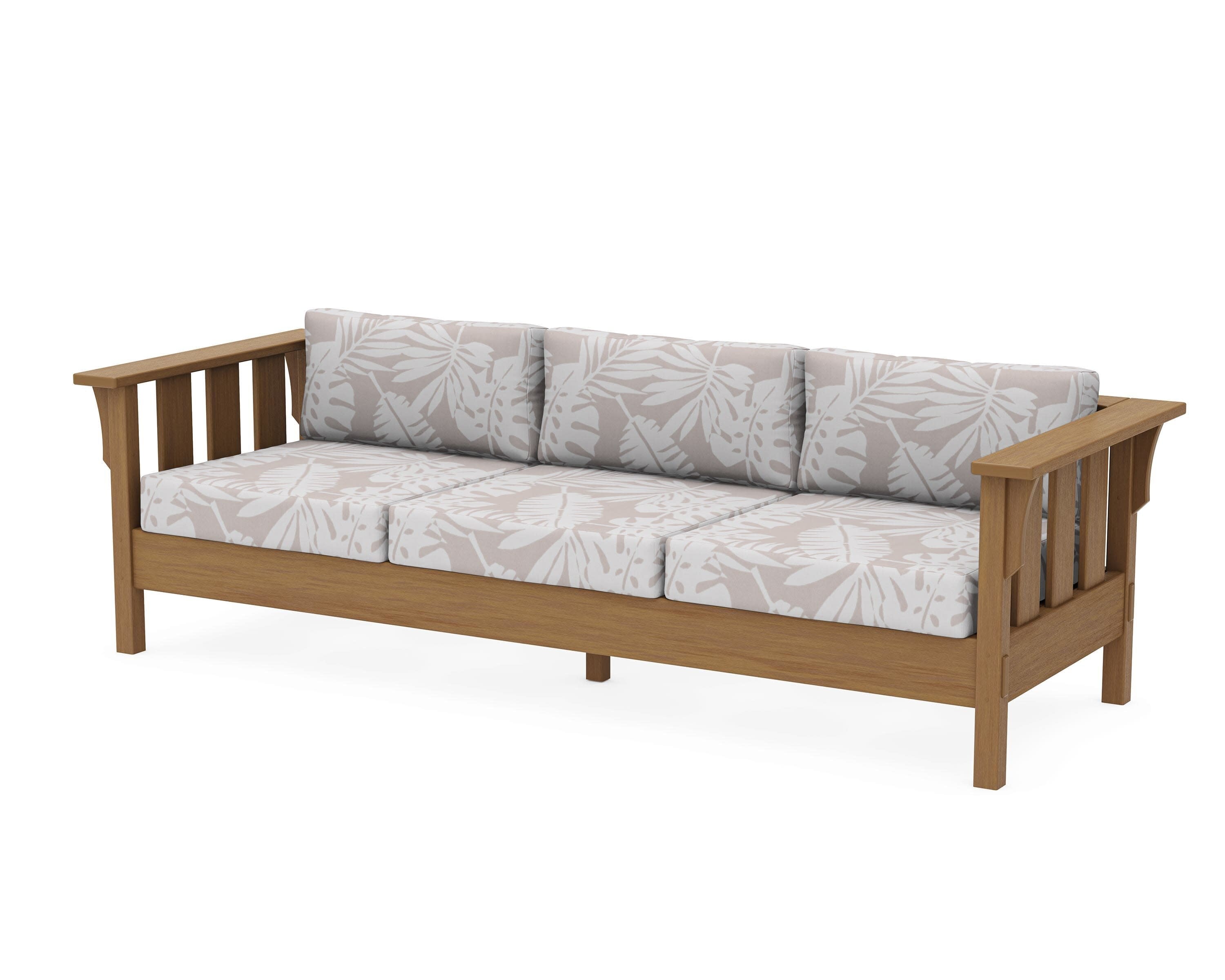 Acadia Deep Seating Sofa in Natural / Leaf Dune Burlap
