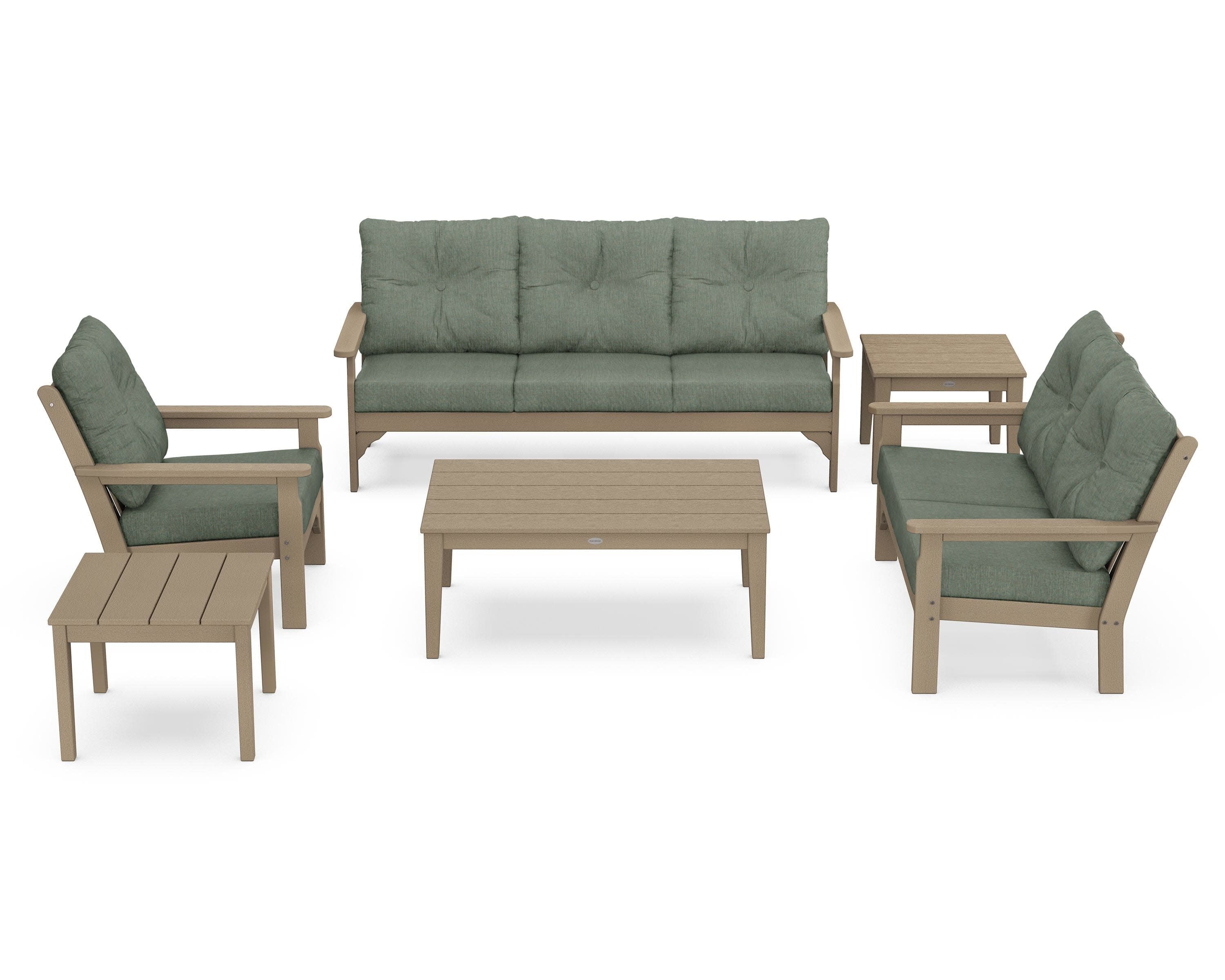 Vineyard 6-Piece Deep Seating Set in Vintage Sahara / Cast Sage