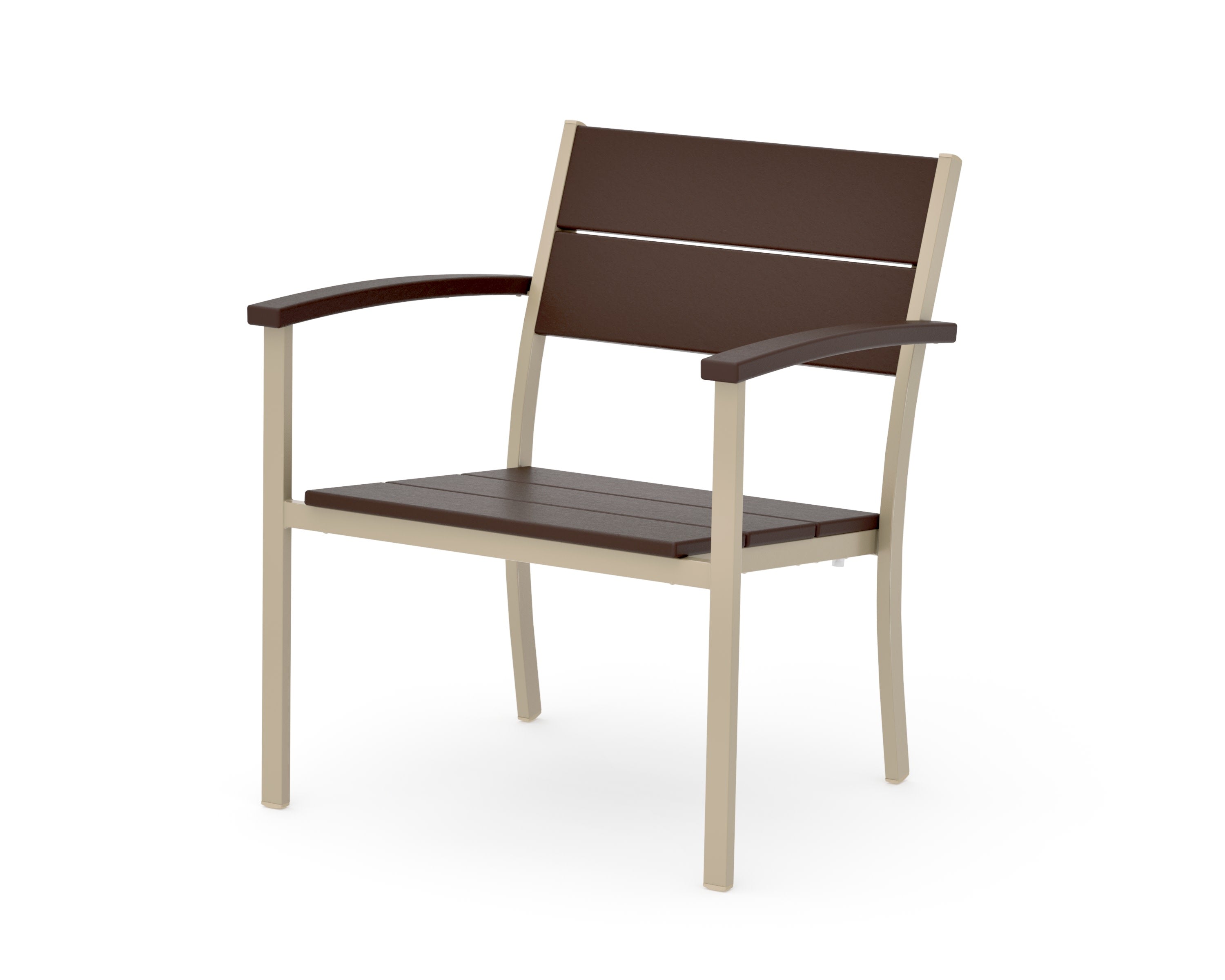 Main Street Stacking Lounge Arm Chair in Sand / Mahogany