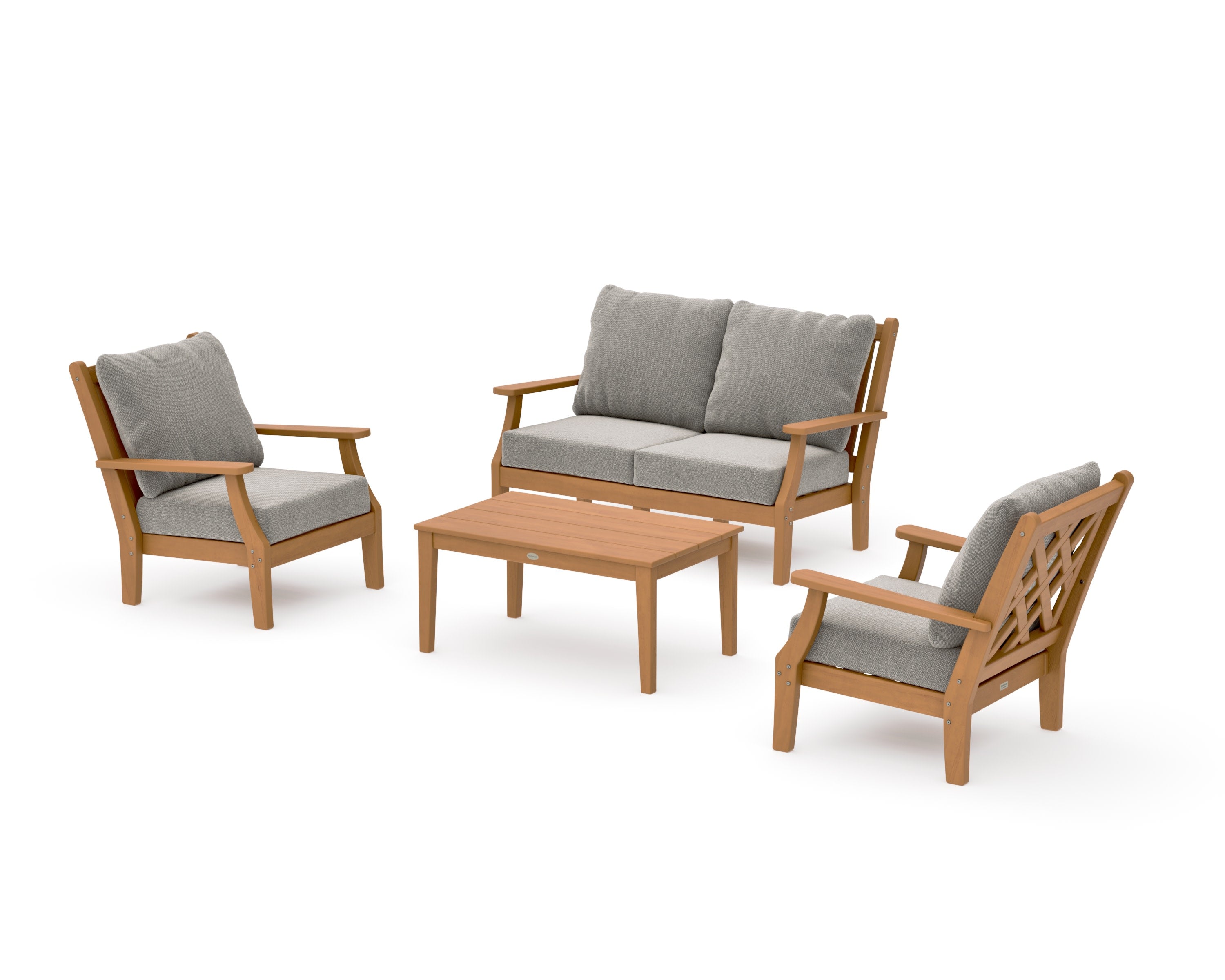 Wovendale 4-Piece Deep Seating Set with Loveseat in Natural / Weathered Tweed