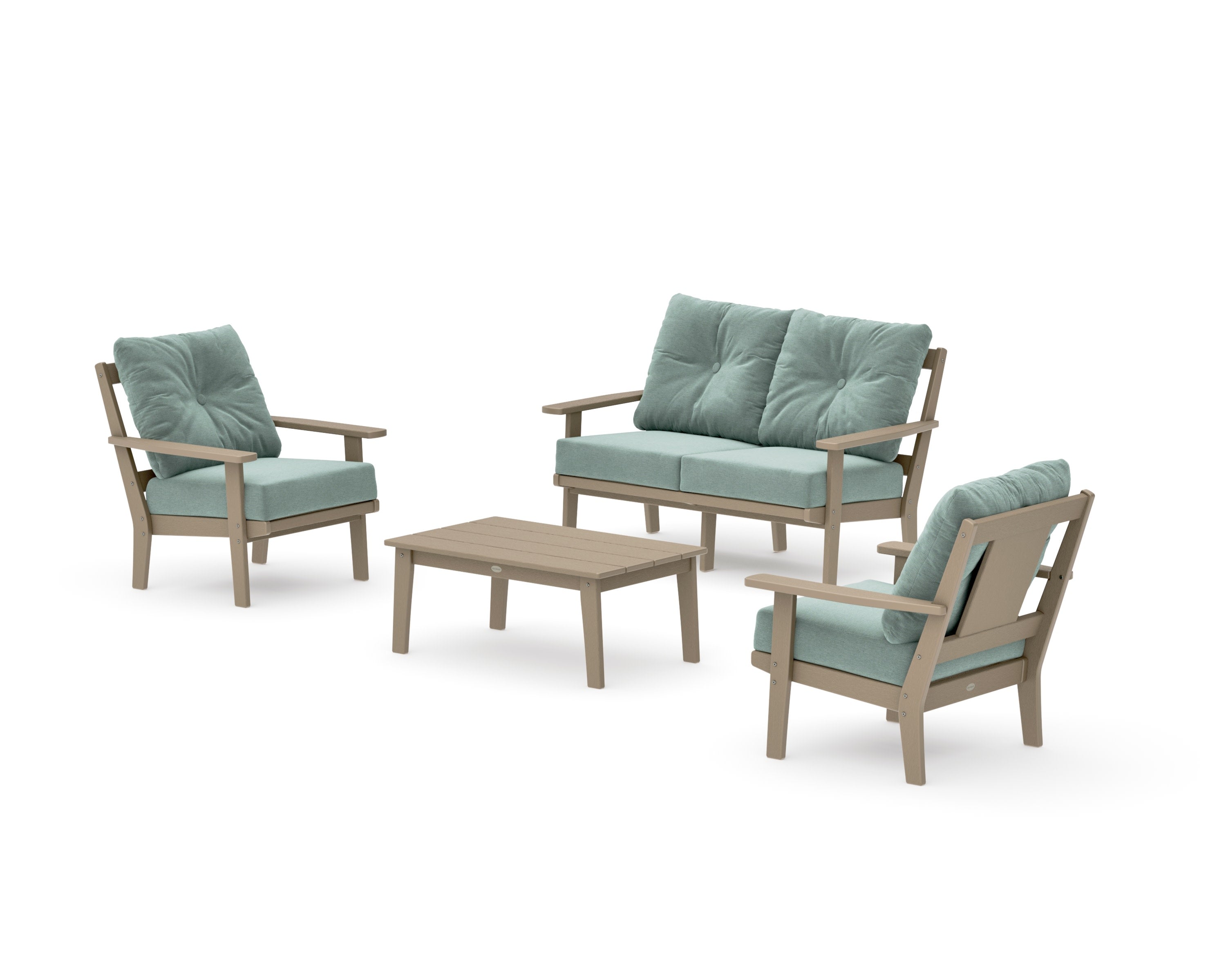 Prairie 4-Piece Deep Seating Set with Loveseat in Vintage Sahara / Glacier Spa