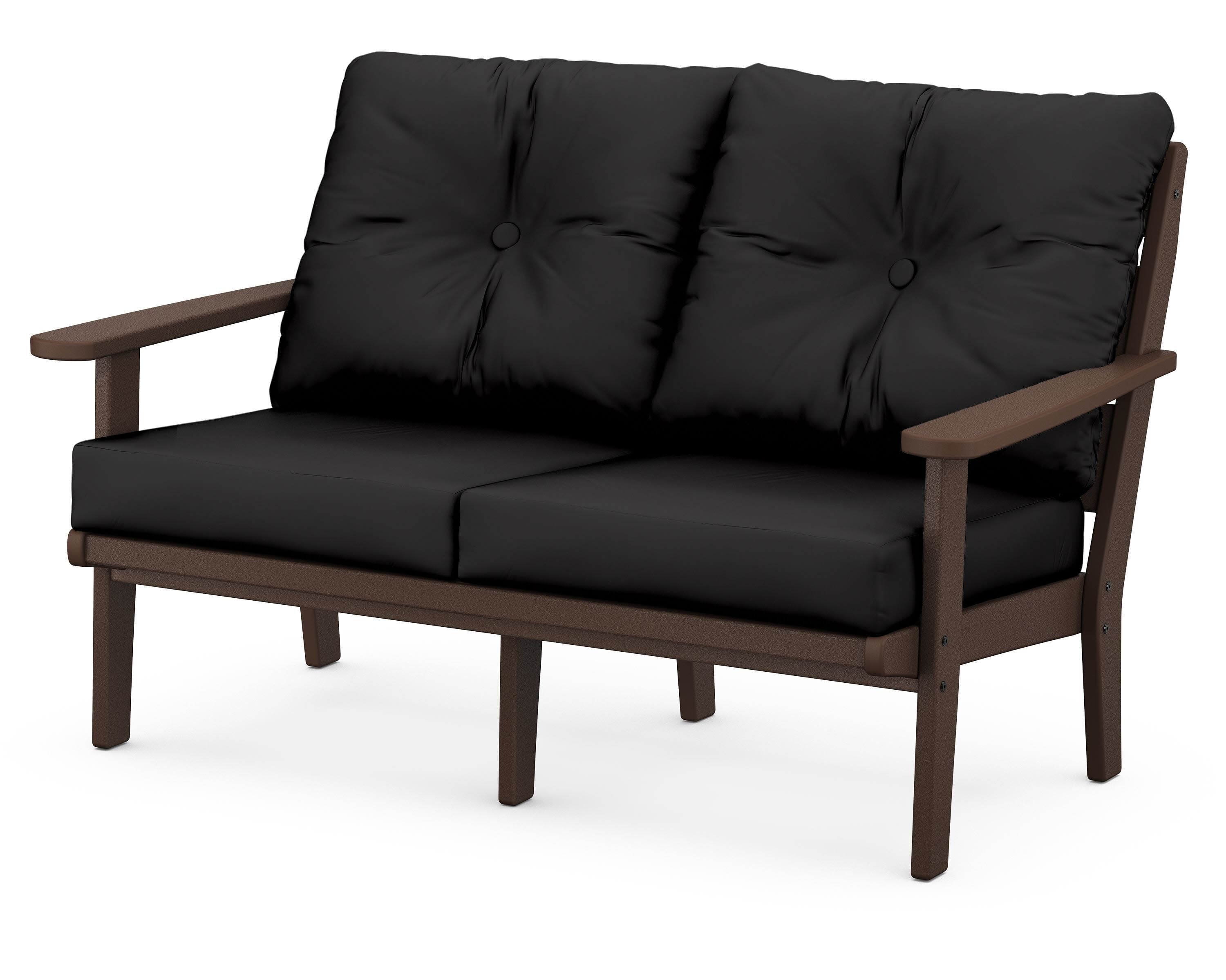 Lakeside Deep Seating Loveseat in Mahogany / Canvas Black