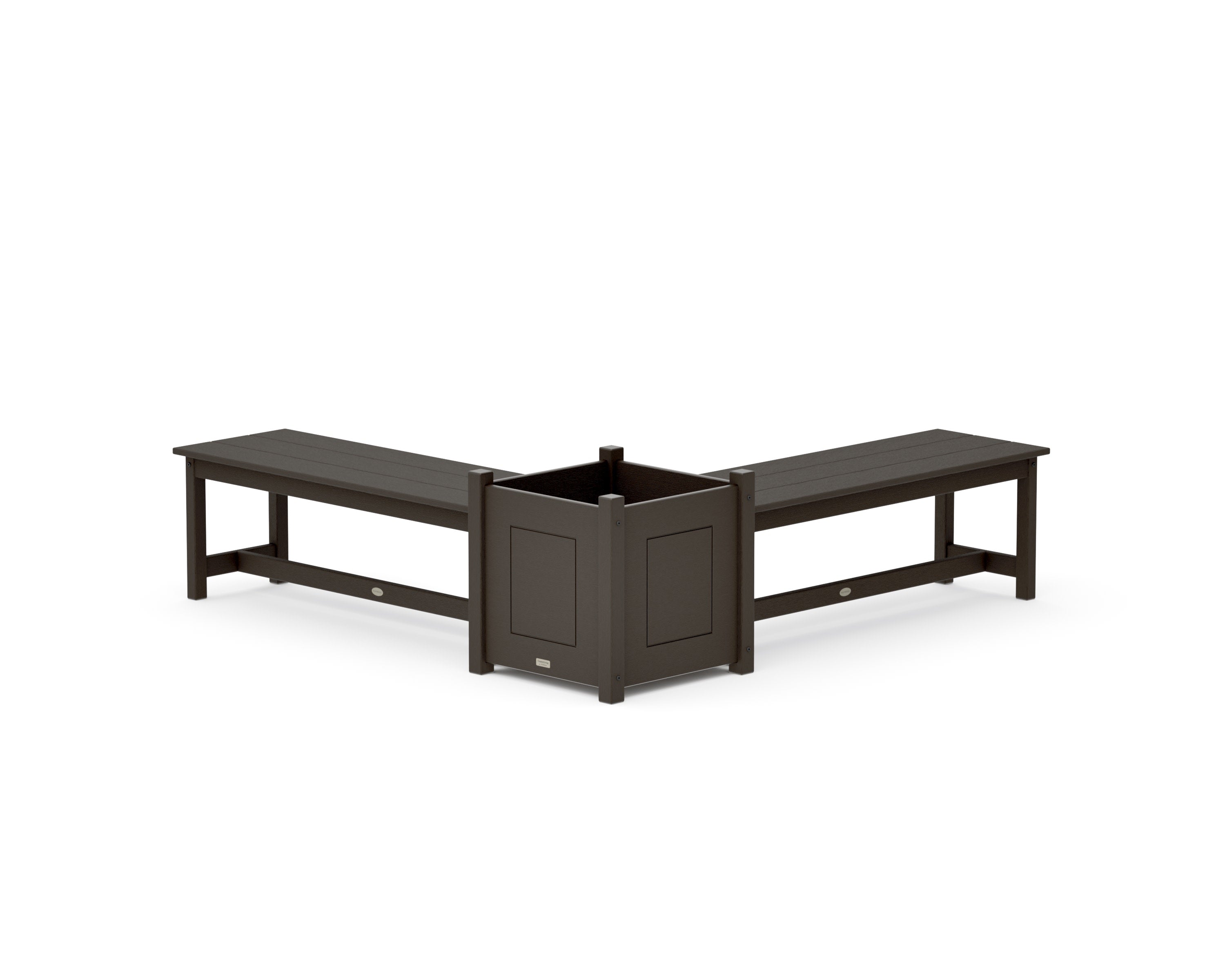 48" Country Living L- Shaped Planter Bench Set- Large in Vintage Coffee