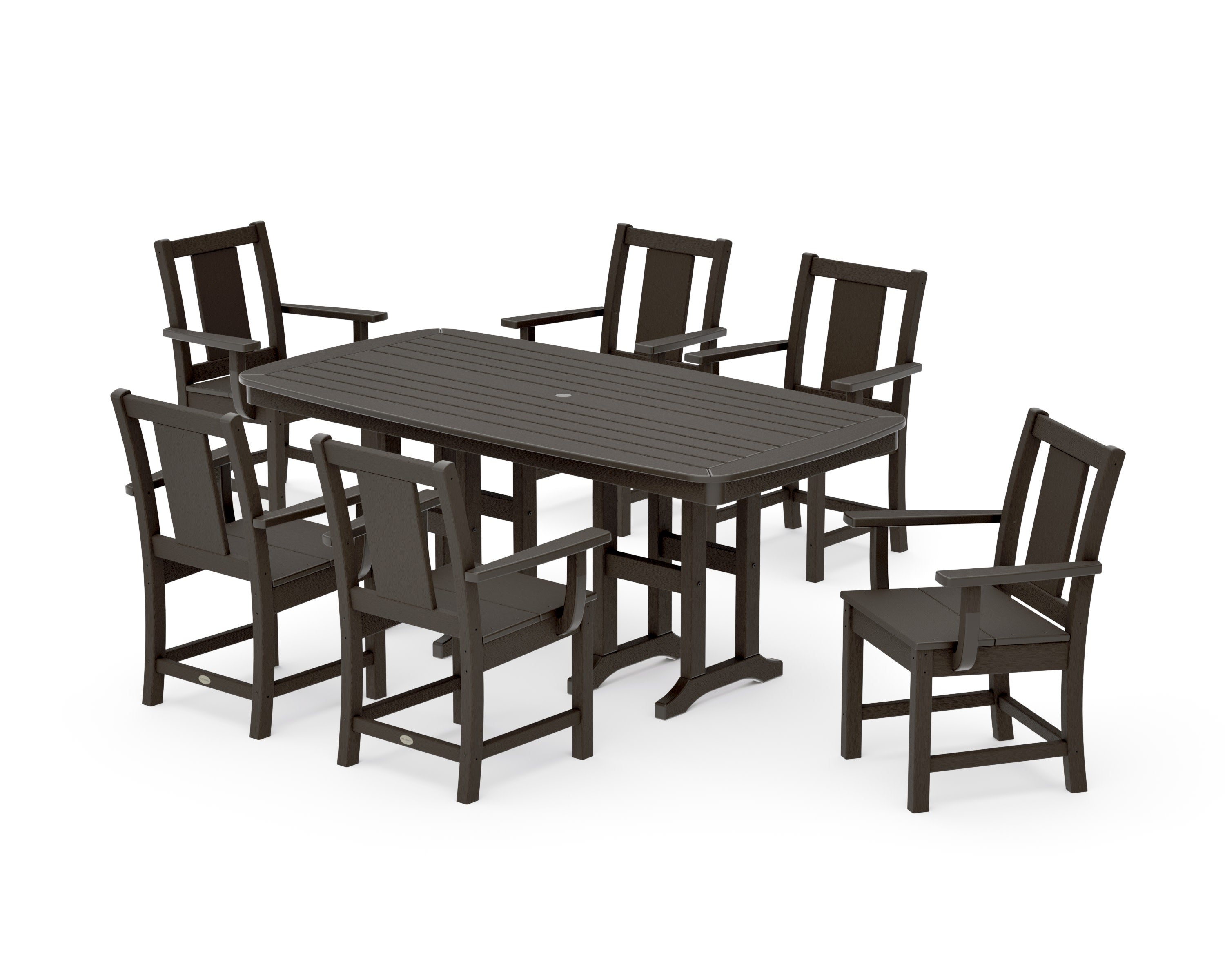 Prairie Arm Chair 7-Piece Dining Set in Vintage Coffee