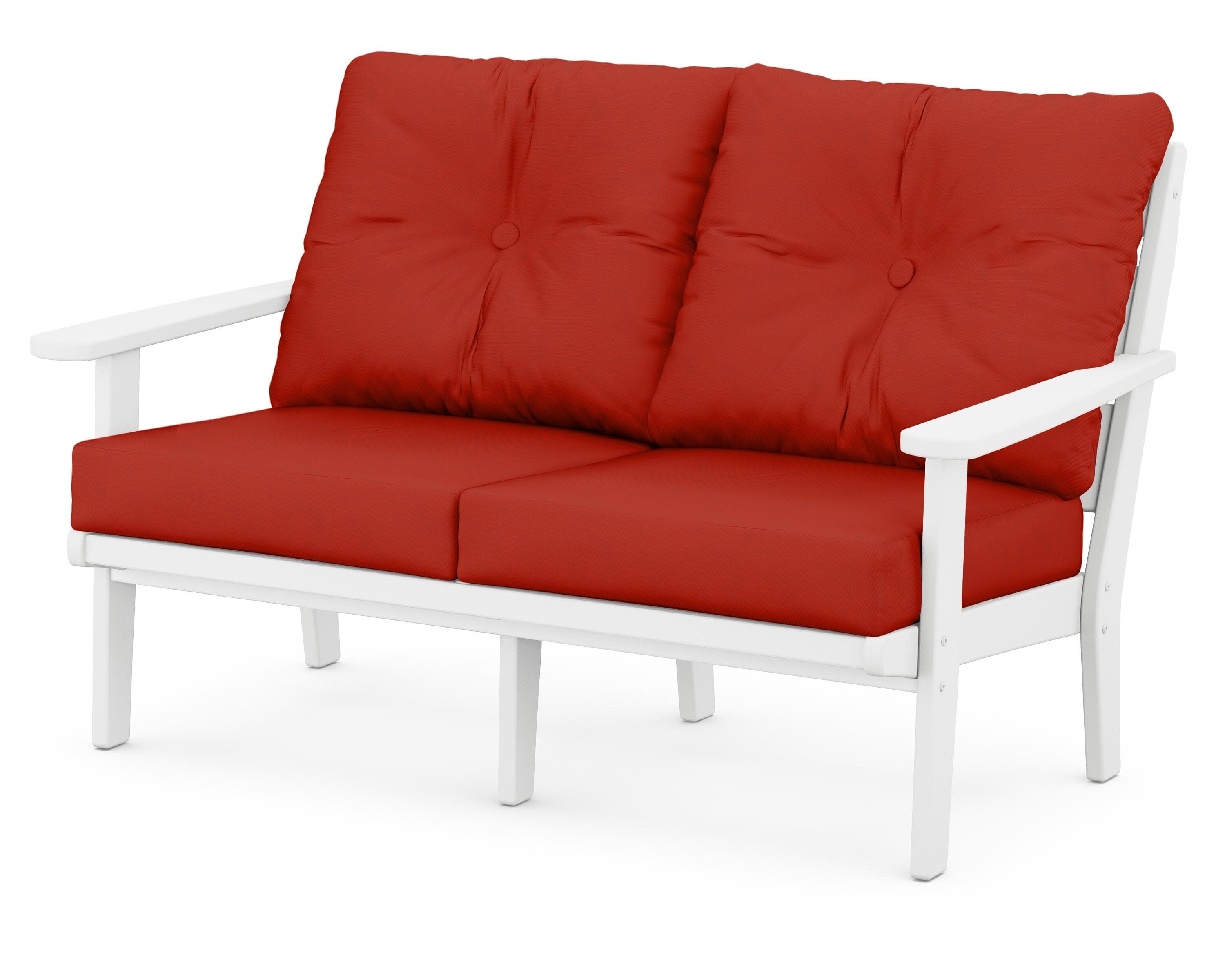 Lakeside Deep Seating Loveseat in White / Canvas Jockey Red