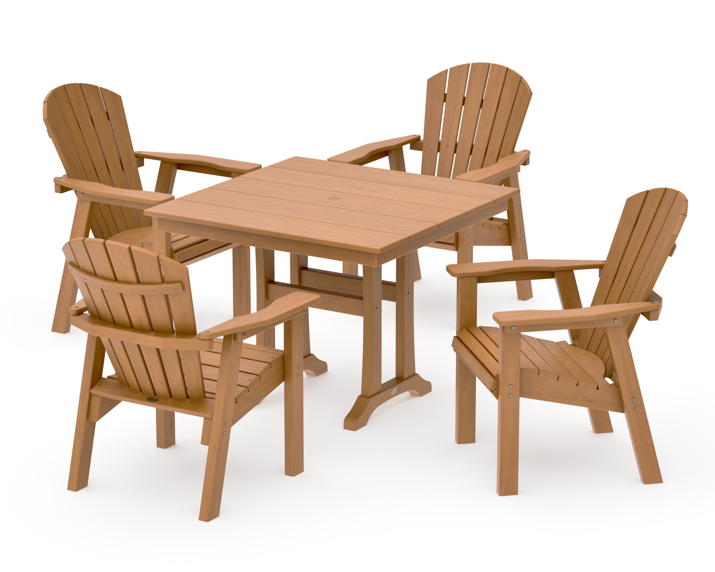Seashell 5-Piece Farmhouse Dining Set With Trestle Legs in Natural