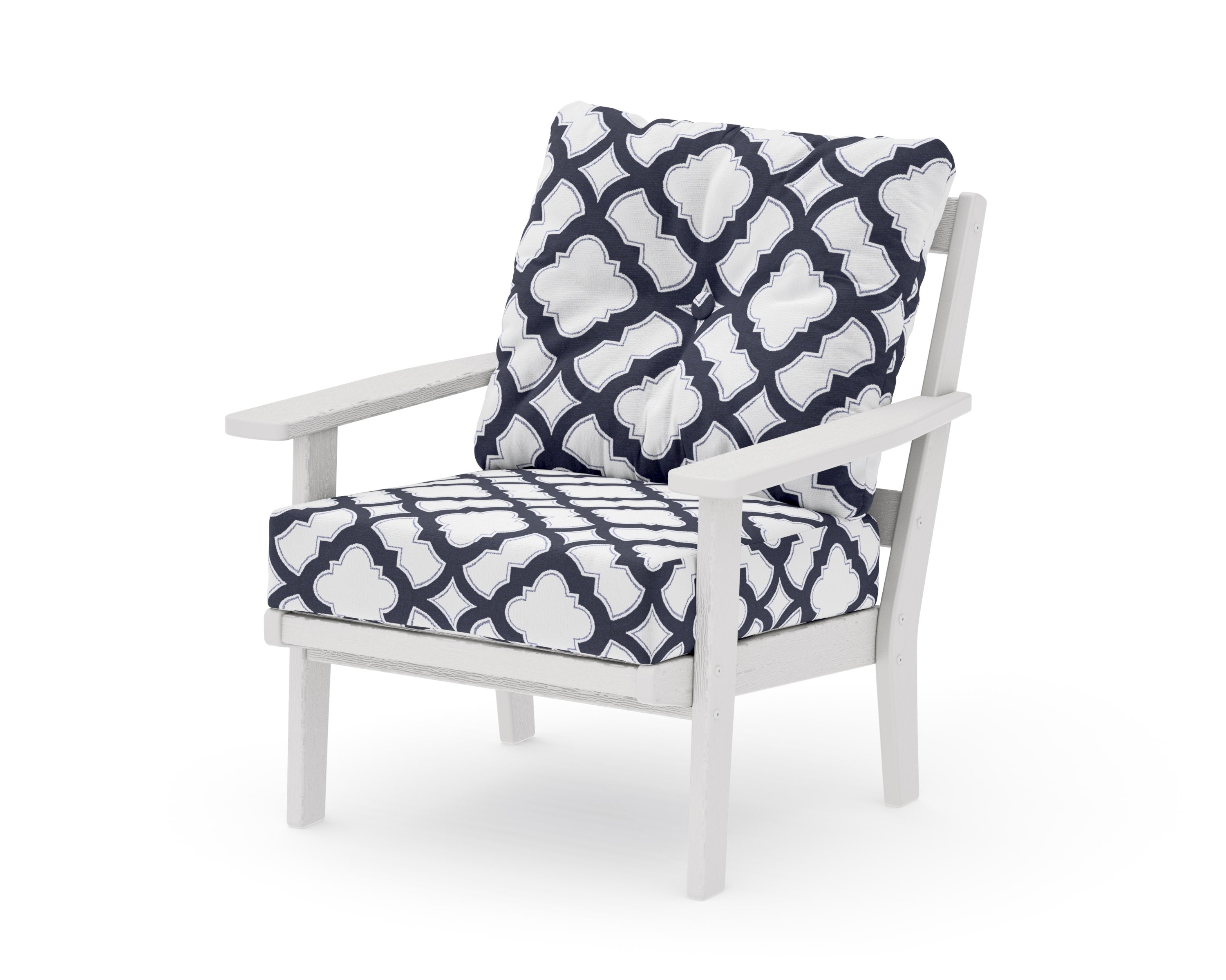 Prairie Deep Seating Chair in Vintage White / Trellis Navy