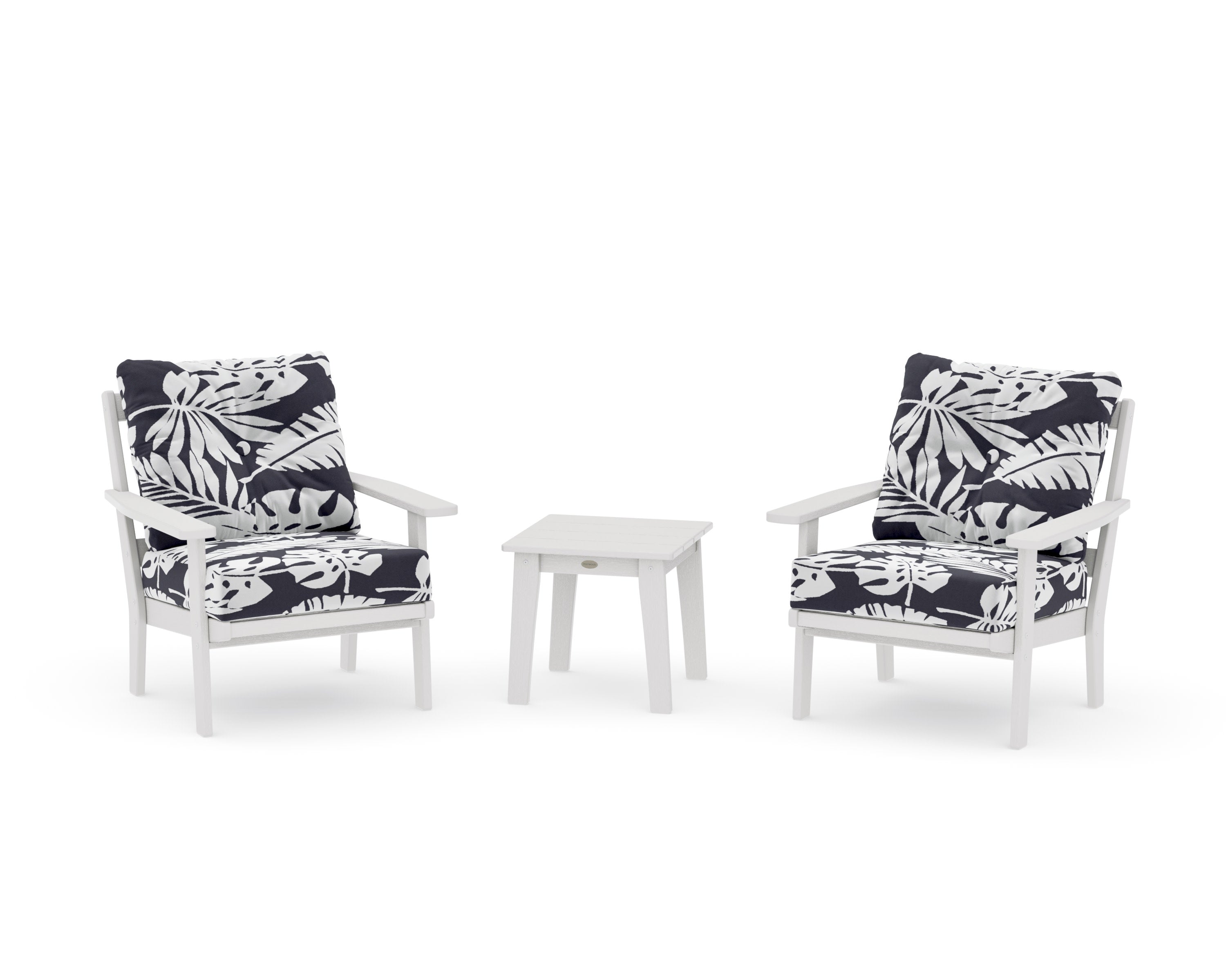 Prairie 3-Piece Deep Seating Set in Vintage White / Leaf Navy
