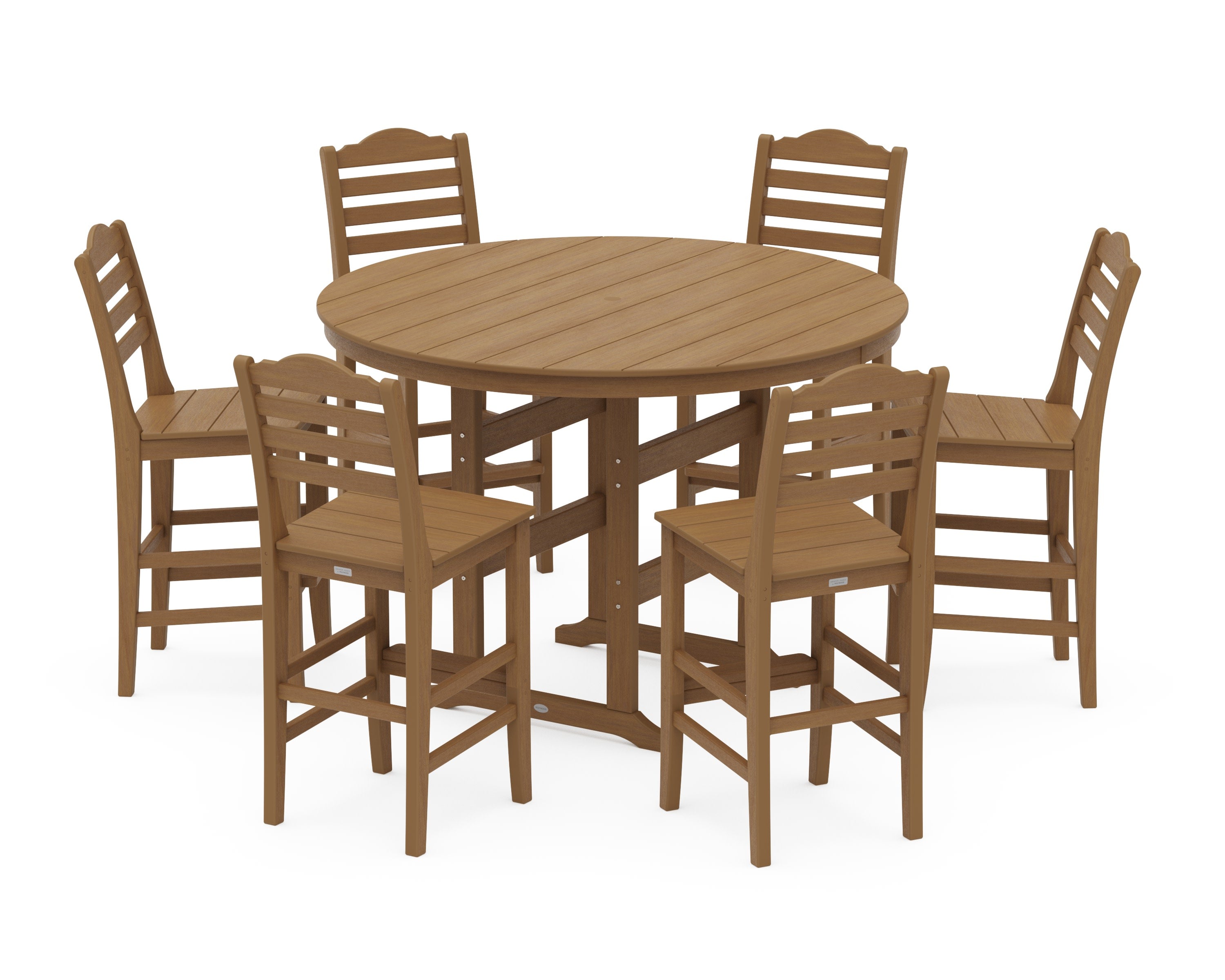 Savannah 7-Piece Farmhouse Side Chair Round Bar Set in Natural