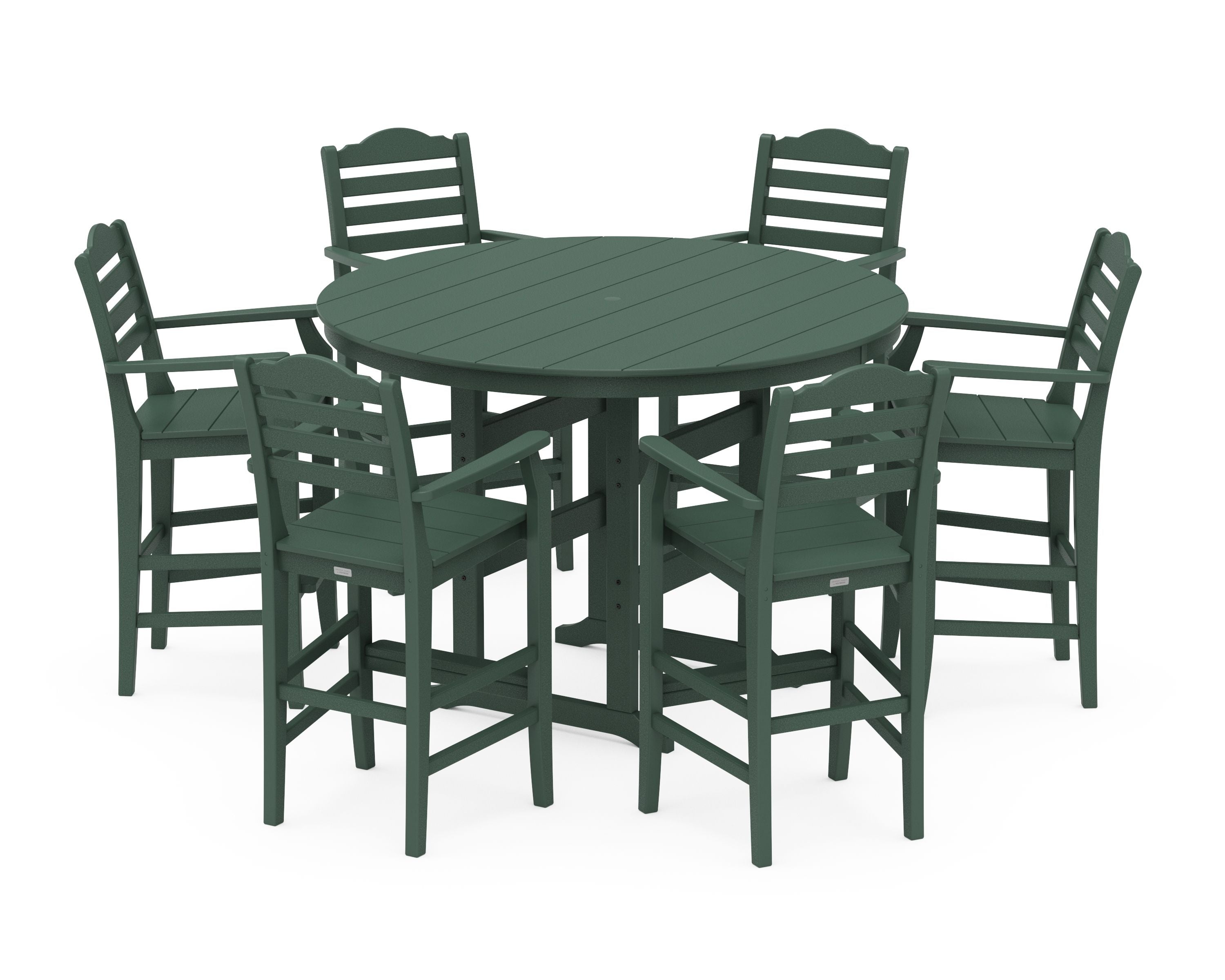 Savannah 7-Piece Arm Chair Round Farmhouse Bar Set in Green