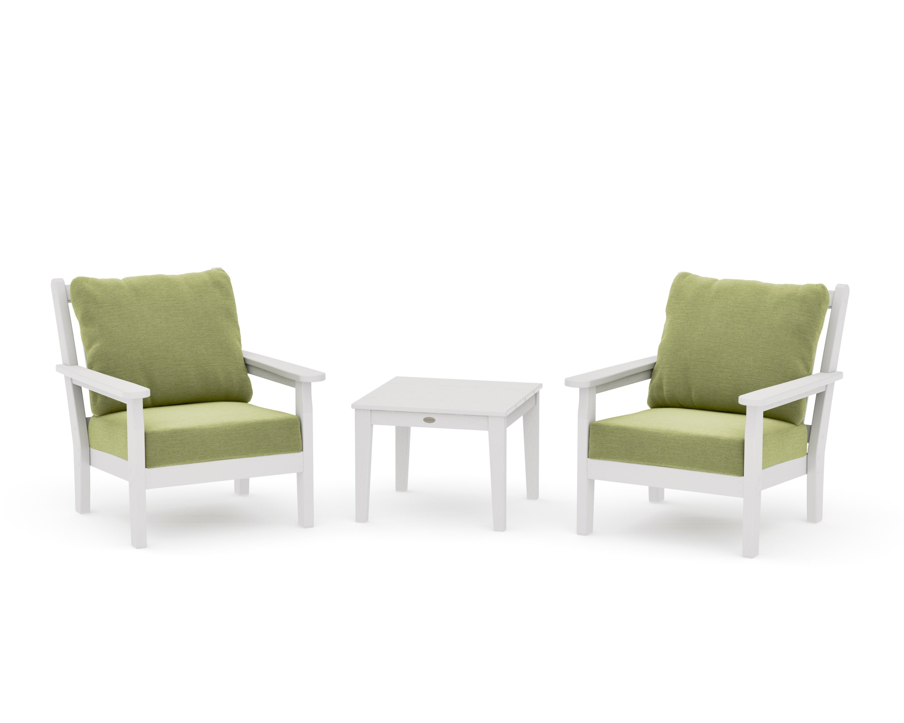 Chippendale 3-Piece Deep Seating Set in Vintage White / Chartreuse Boucle